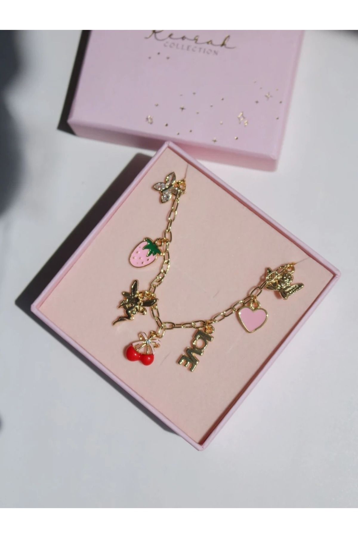 Reorah Collection Pink Fairy Love Charm Kolye Xuping Zincir-Pembe Charm Kolye