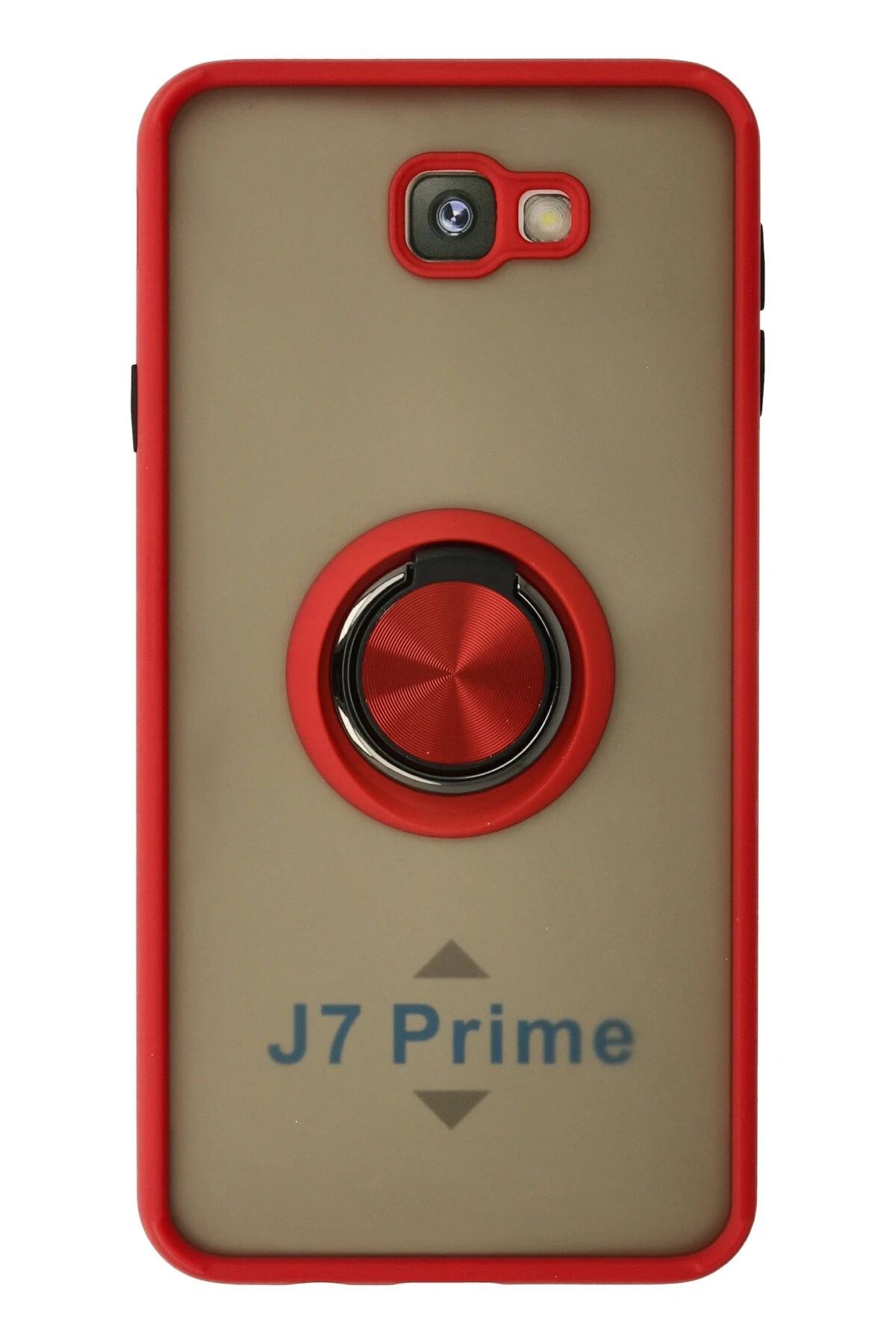 NewFace Samsung Galaxy J7 Prime Kılıf Montreal Yüzüklü Silikon Kapak - Kırmızı LZWDR