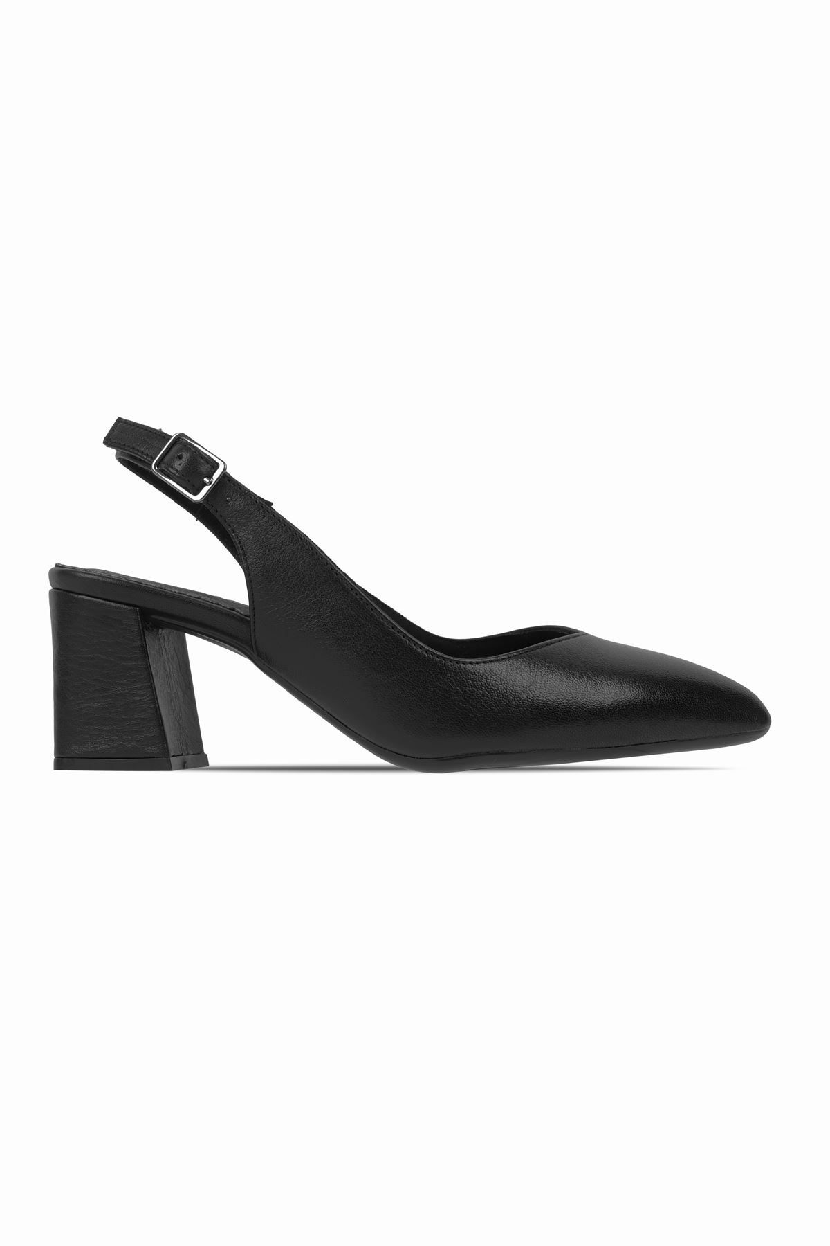 Lal Shoes & Bags Gabriel Kadın Hakiki Deri Topuktan Bağlamalı Arkası Açık Topuklu Ayakkabı-siyah