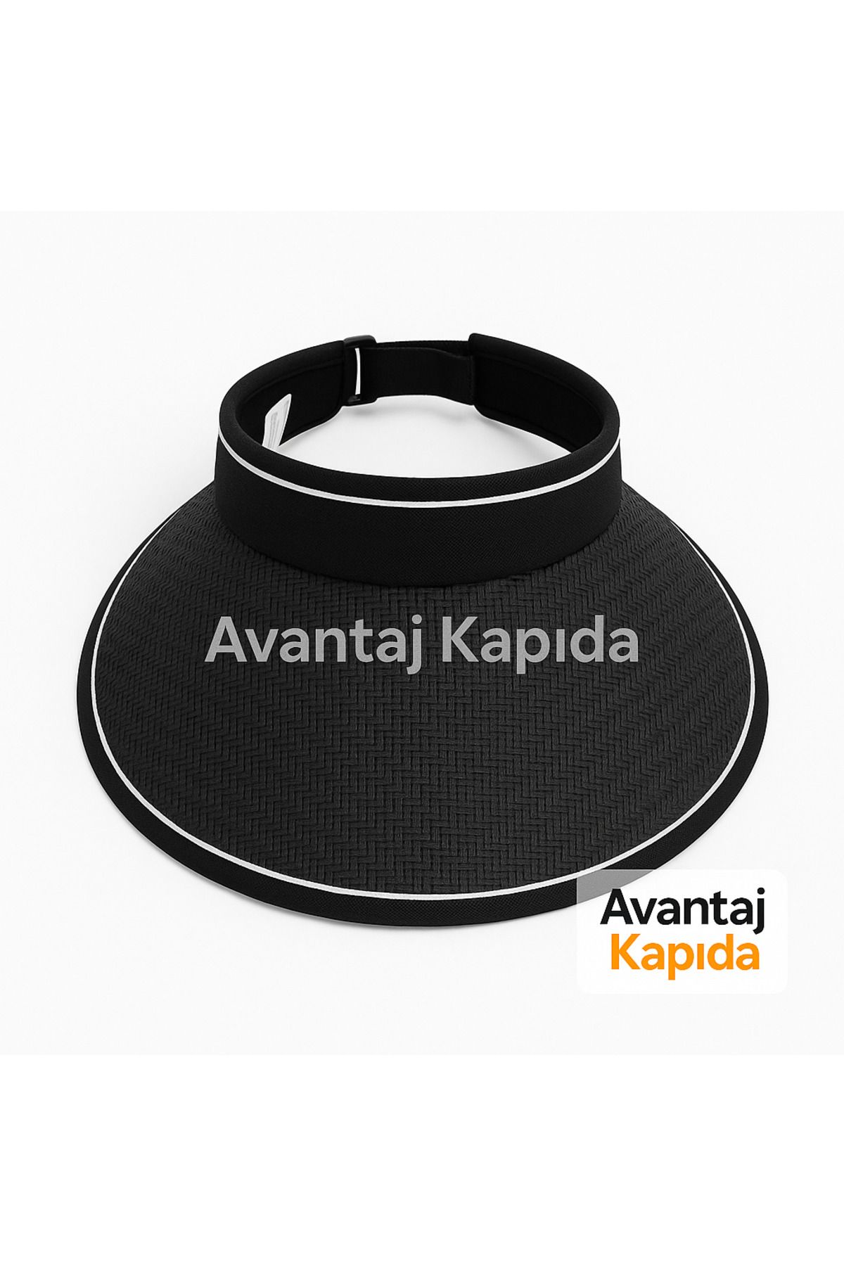 Avantaj Kapıda ® Siyah Hasır Vizör Şapka - Ayarlanabilir Yazlık Kadın Çocuk Güneş Şapkası