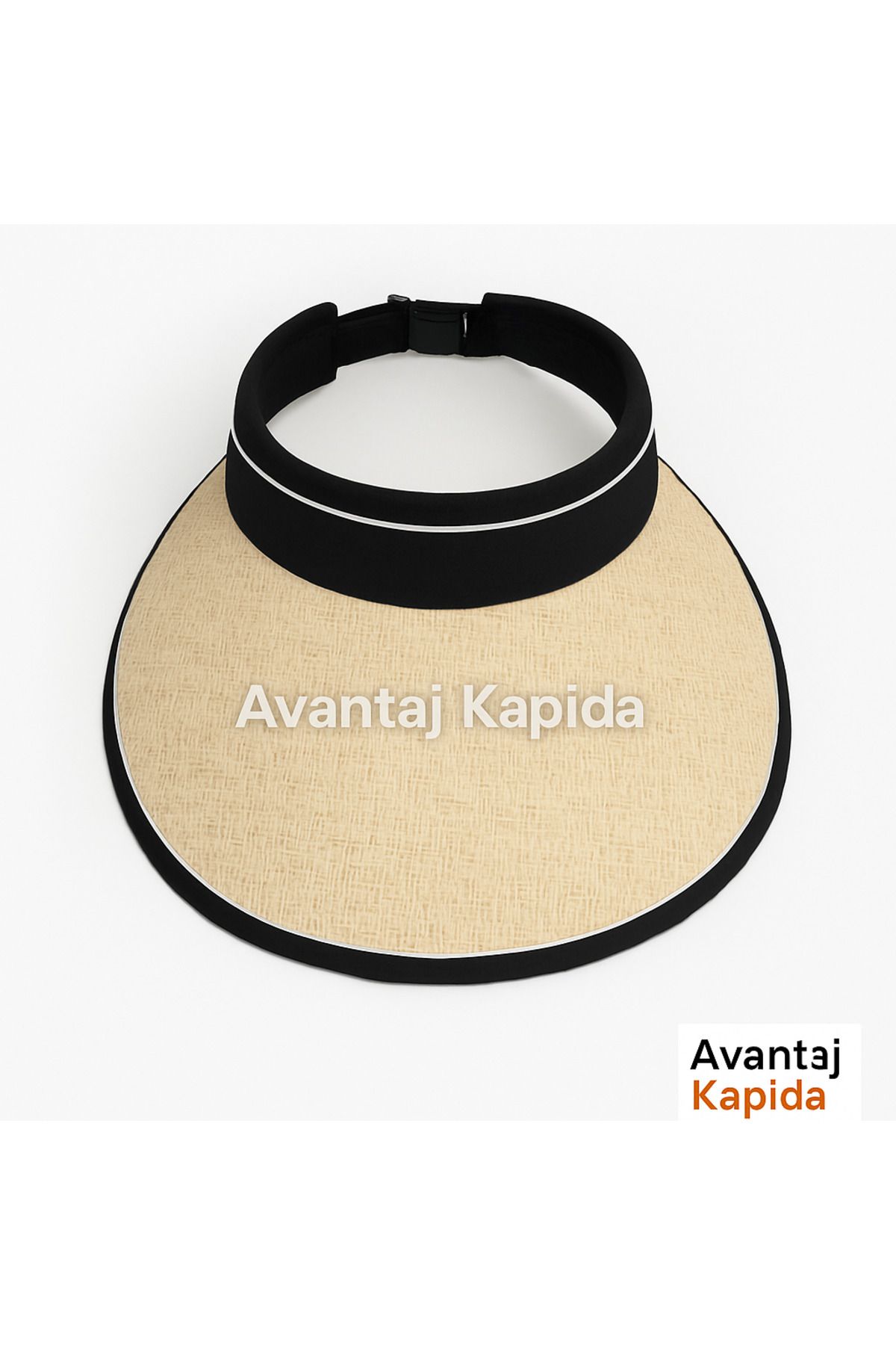 Avantaj Kapıda ® Krem Hasır Vizör Şapka - Ayarlanabilir Yazlık Plaj Şehir İçin Uygun