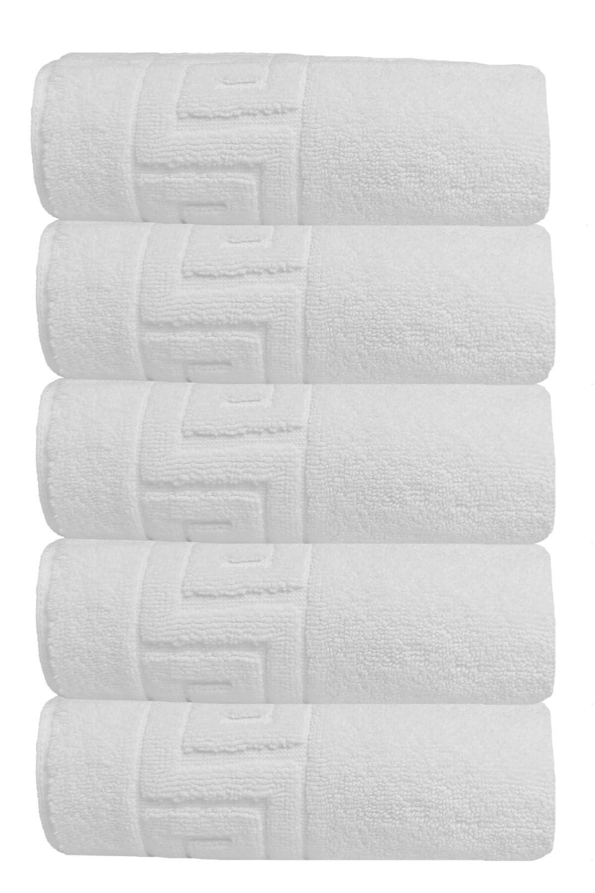Mira Home 5 li Otel Ayak Havlusu Bukle Ayak İzli 50x70 Cm Beyaz 20/2 Ring 250 Gr