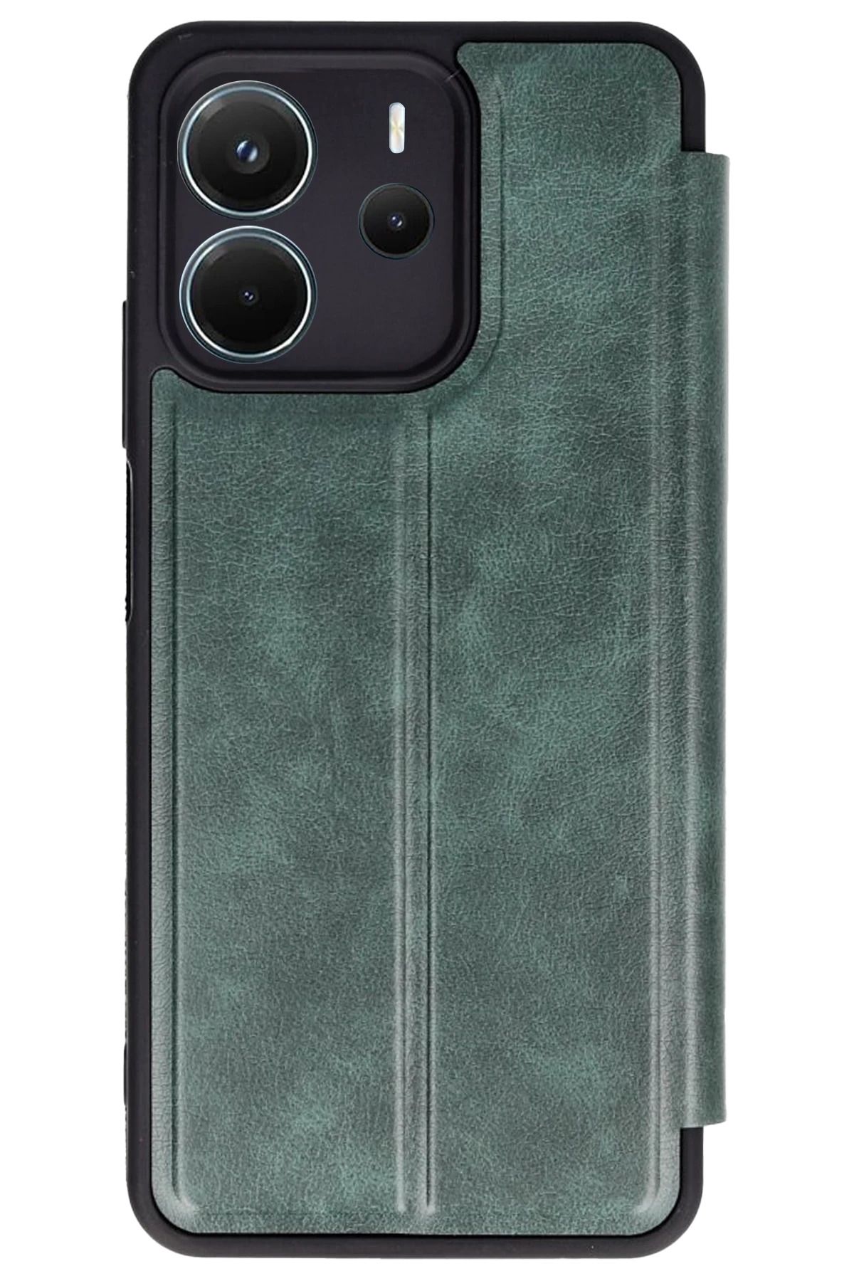 NewFace Xiaomi Redmi Note 14 4G Kılıf Flip Cover - Koyu Yeşil FERRG