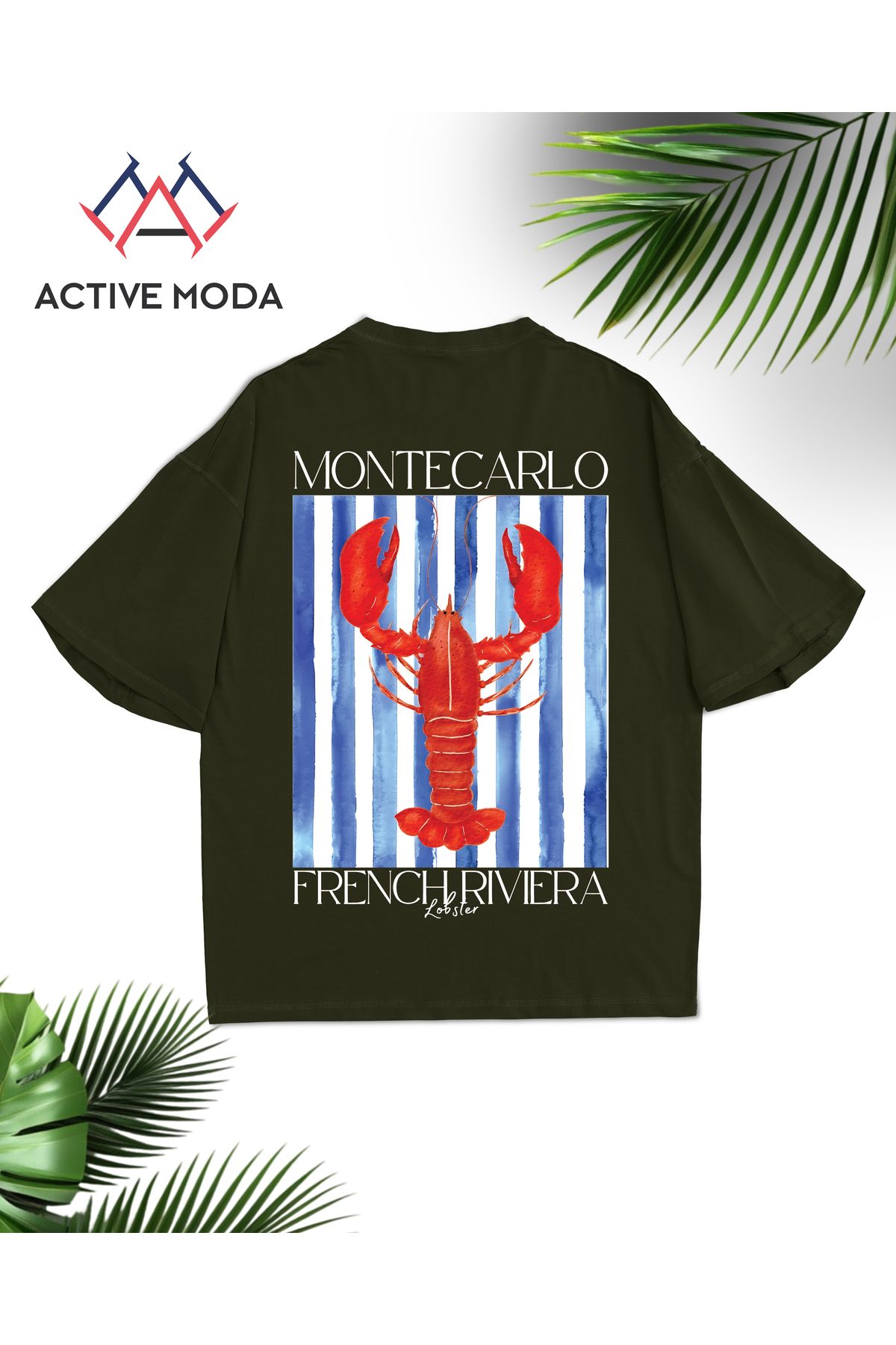 ACTIVE MODA - ERKEK KISA KOLLU PSMUKLU LOBSTER BASKILI TSHIRT