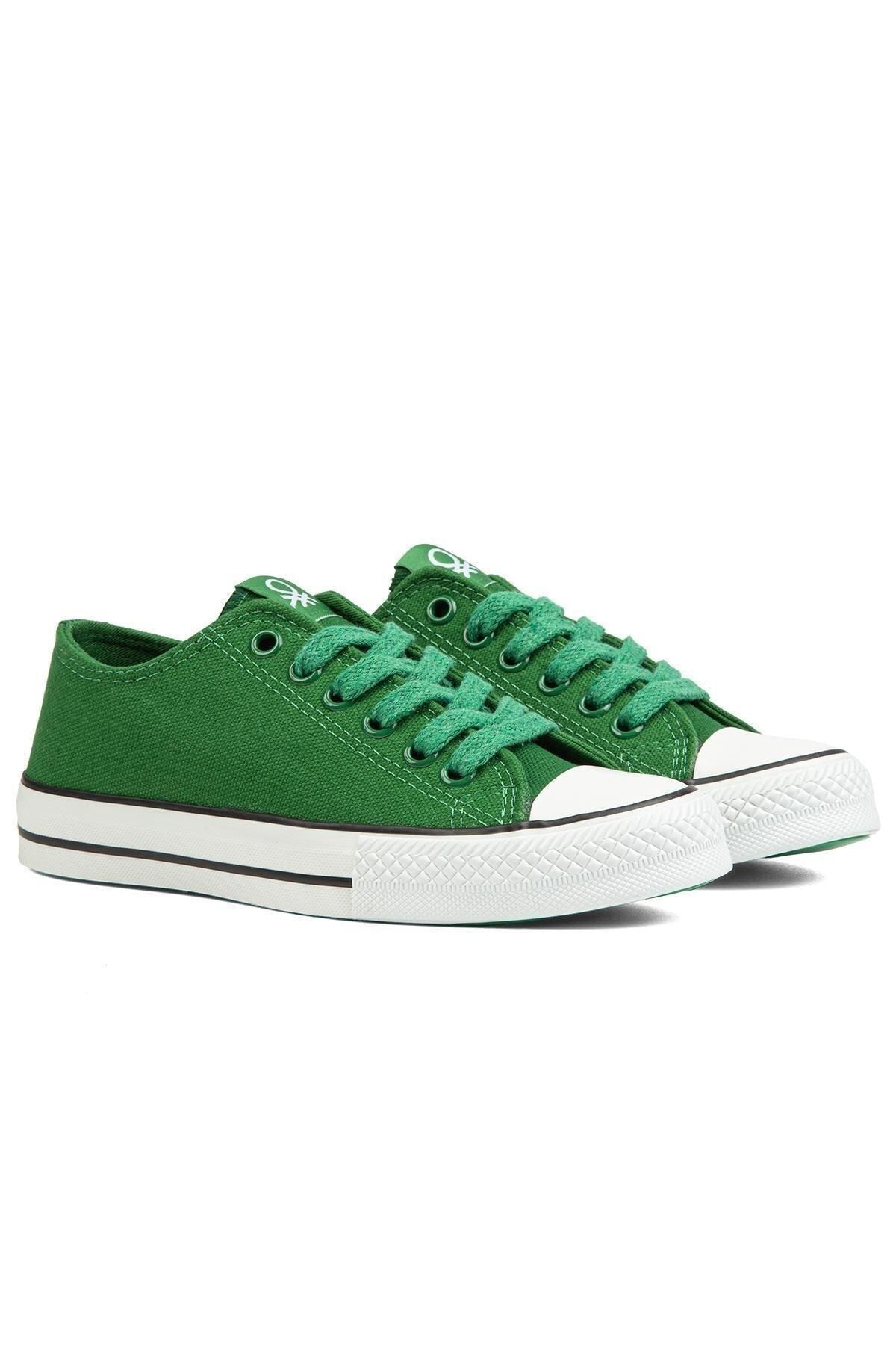 Benetton Günlük Bağcıklı Spor Ayakkabı Kadın Sneaker Yeşil-Beyaz