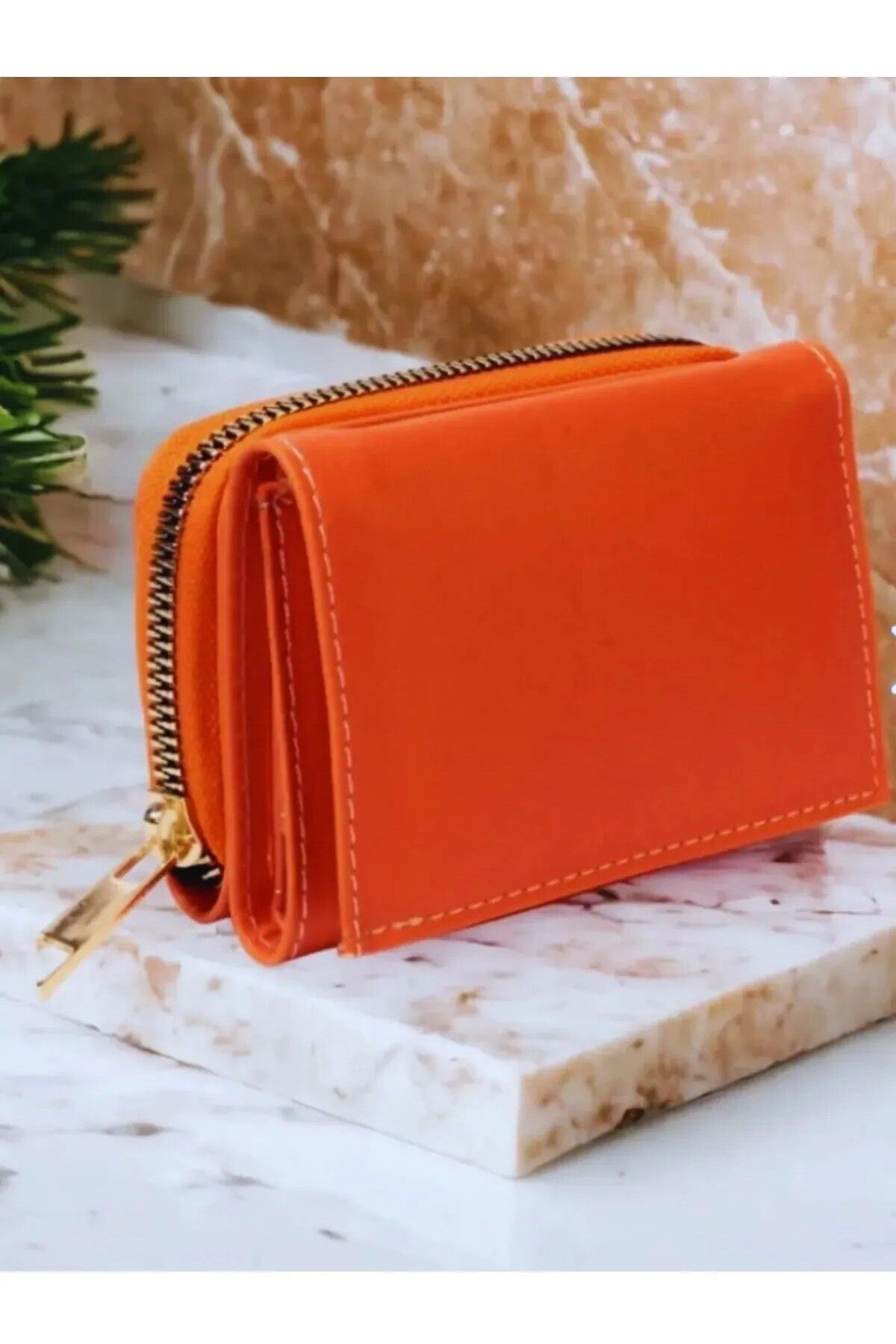 İZMİR.ACCESSORİZE TAKI & BİJUTERİ & AKSESUAR TURUNCU ÇITÇITLI & FERMUARLI CEP KADIN CÜZDAN