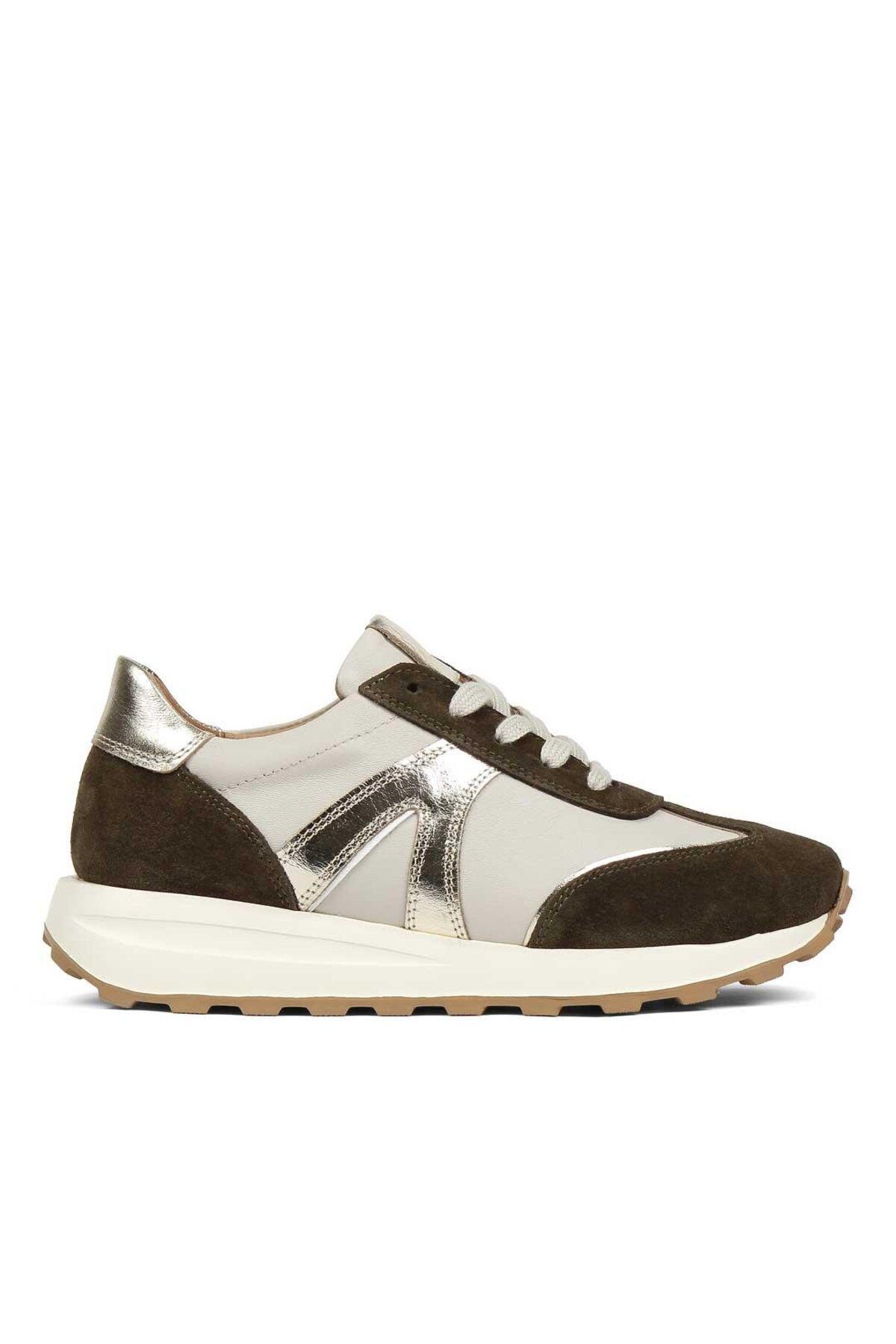 Celal Gültekin Kadın Haki Gri Bağcıklı Süet Deri Sneaker