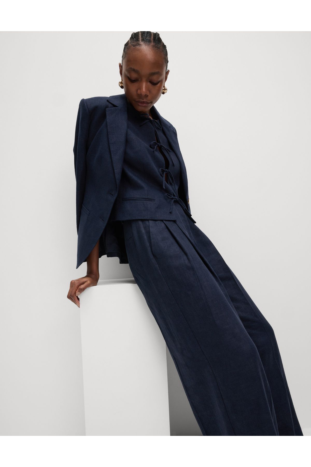 Marks & Spencer Keten Twill Wide Leg Pantolon