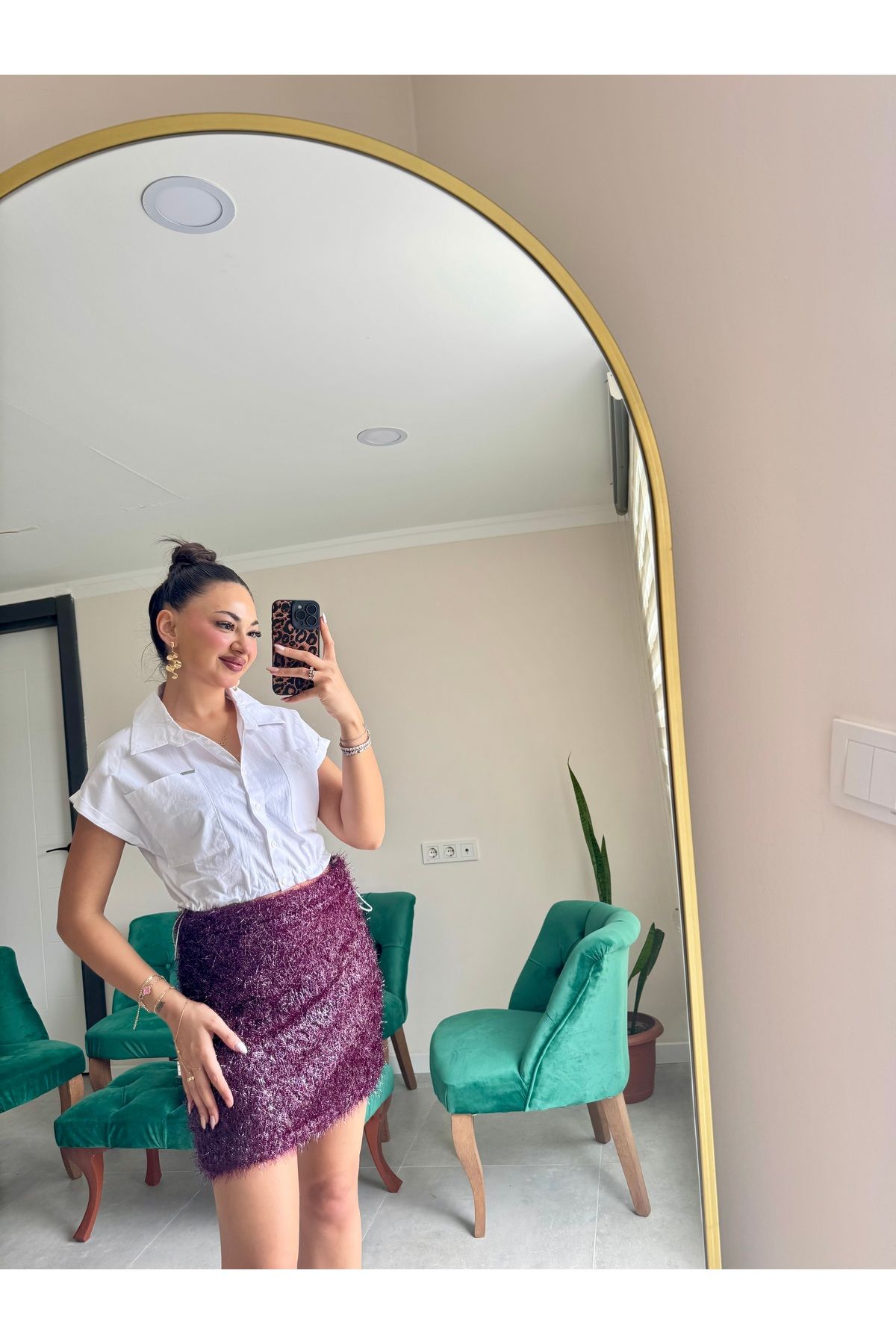 Gamze Ege Fashion Bordo püskül etek