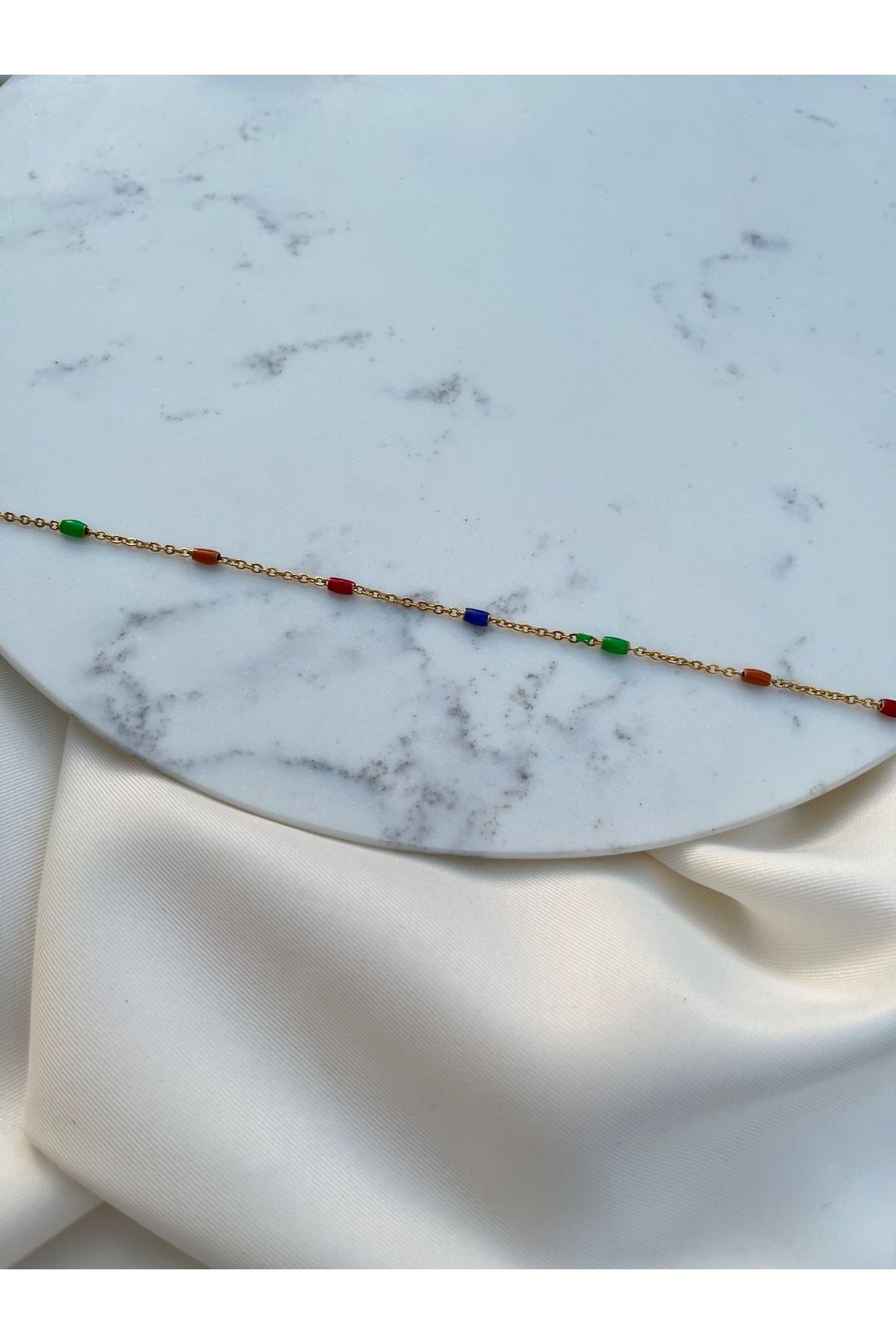 Orvix Accessories Rengarenk Motifli Gold Zincirli Kararmaz Kadın Halhal Yazlık Halhal Hediyelik Takı Anne Halhal