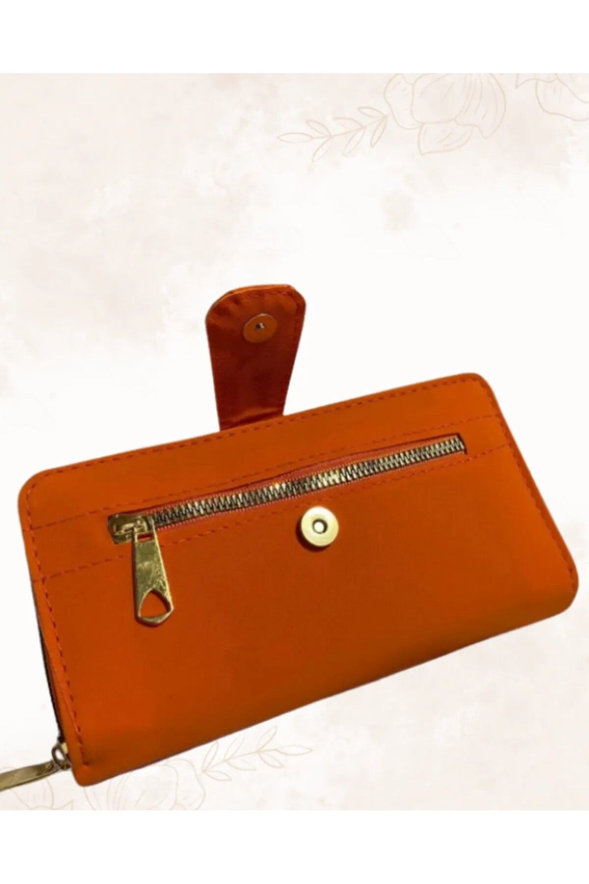 İZMİR.ACCESSORİZE TAKI & BİJUTERİ & AKSESUAR TURUNCU ÇİFT FERMUARLI & ÇITÇITLI BOZUK PARA BÖLMELİ MEKTUP CÜZDAN