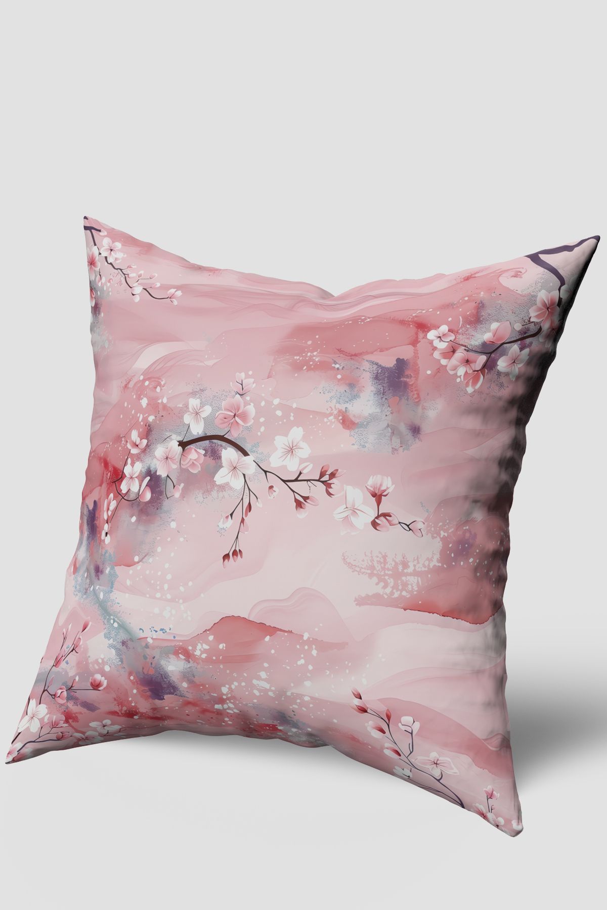 EsnafAli Pembe Modern Çiçek Desenli Kırlent Kılıfı