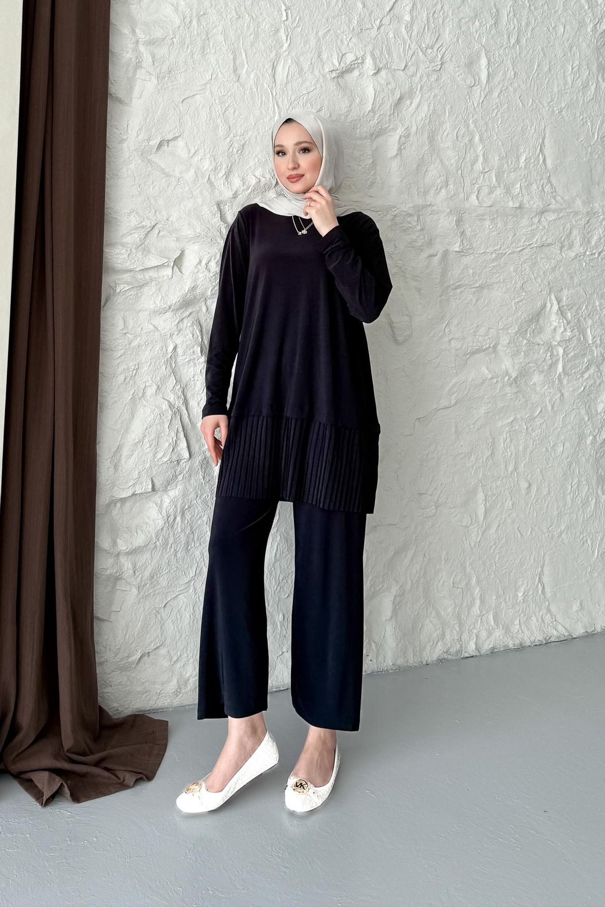 Rimel Moda Prive Piliseli Takım Siyah