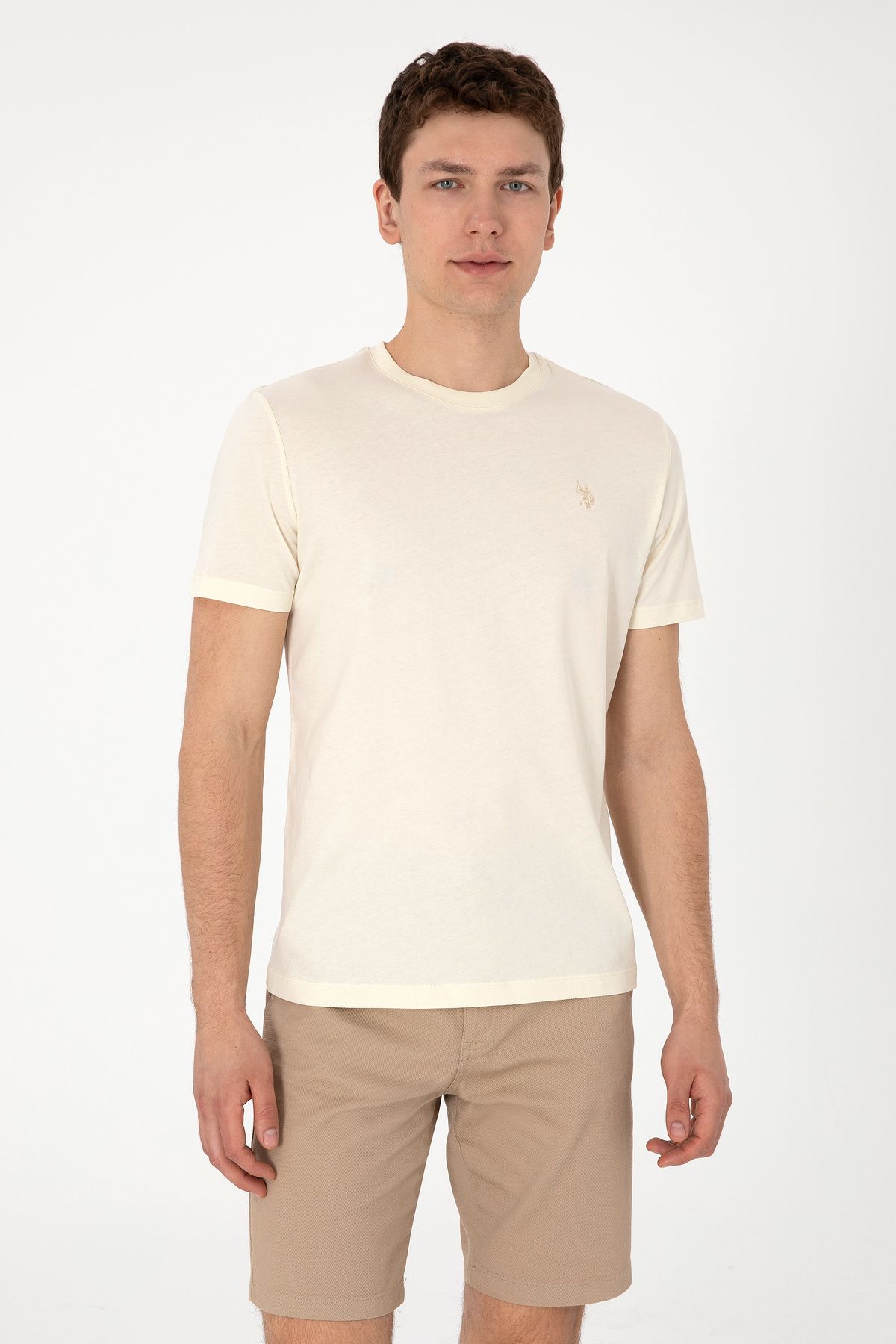U.S. Polo Assn. Erkek Krem Tişört 50306913-VR071