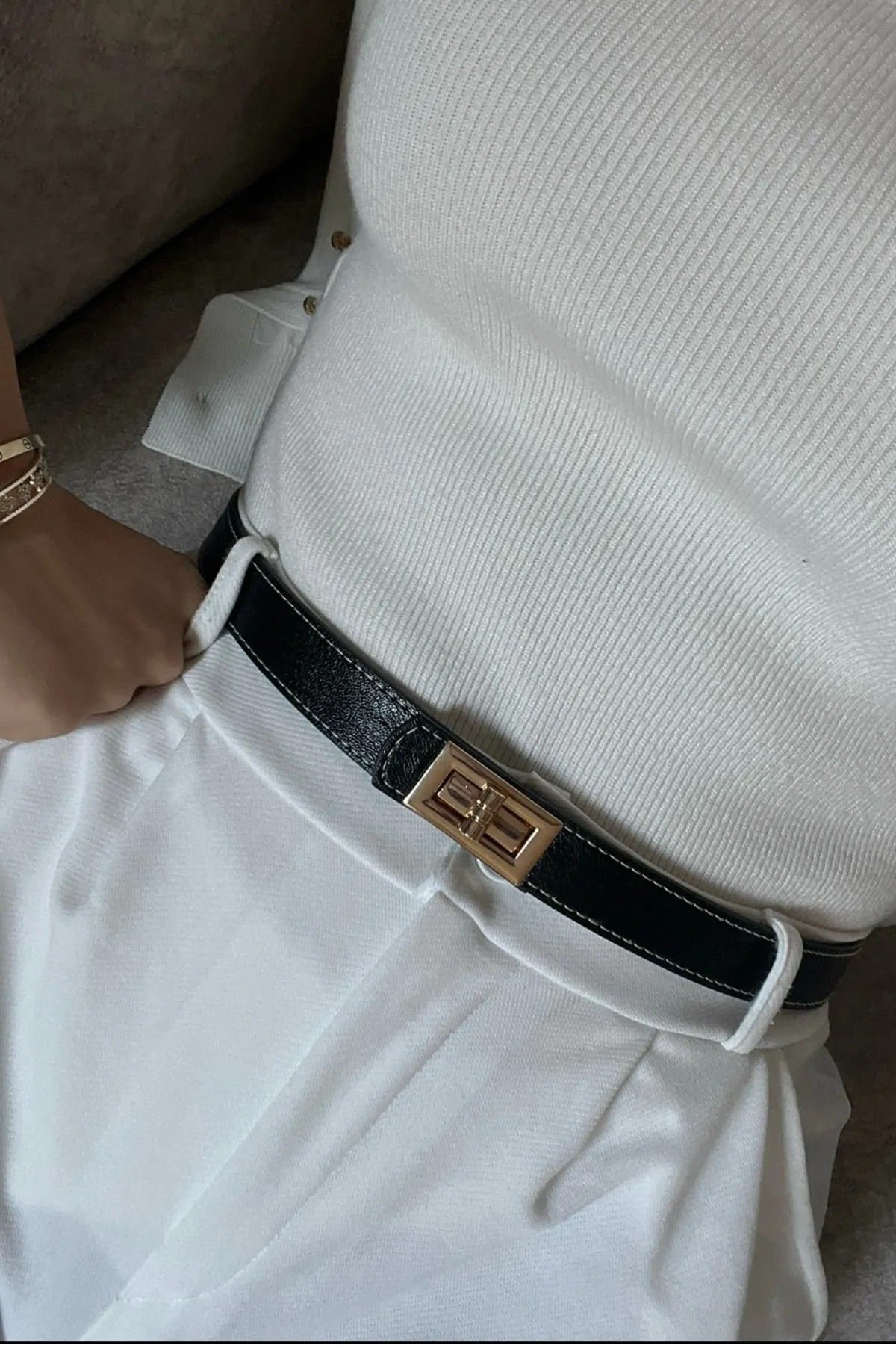 Descoin Gold Kilit Tokalı Kadın kemeri,Ceket Kemeri,Pantalon Kemeri,Gömlek Kemeri