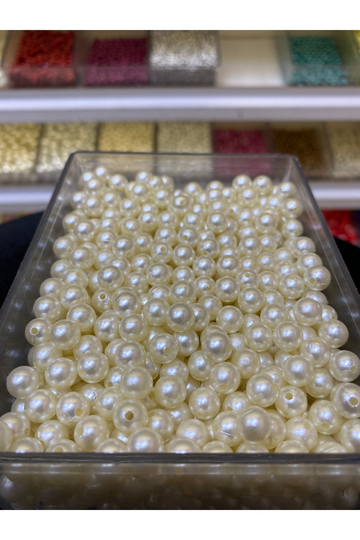 EnZey Design 8mm Lüks Plastik Krem İnci(100gr)