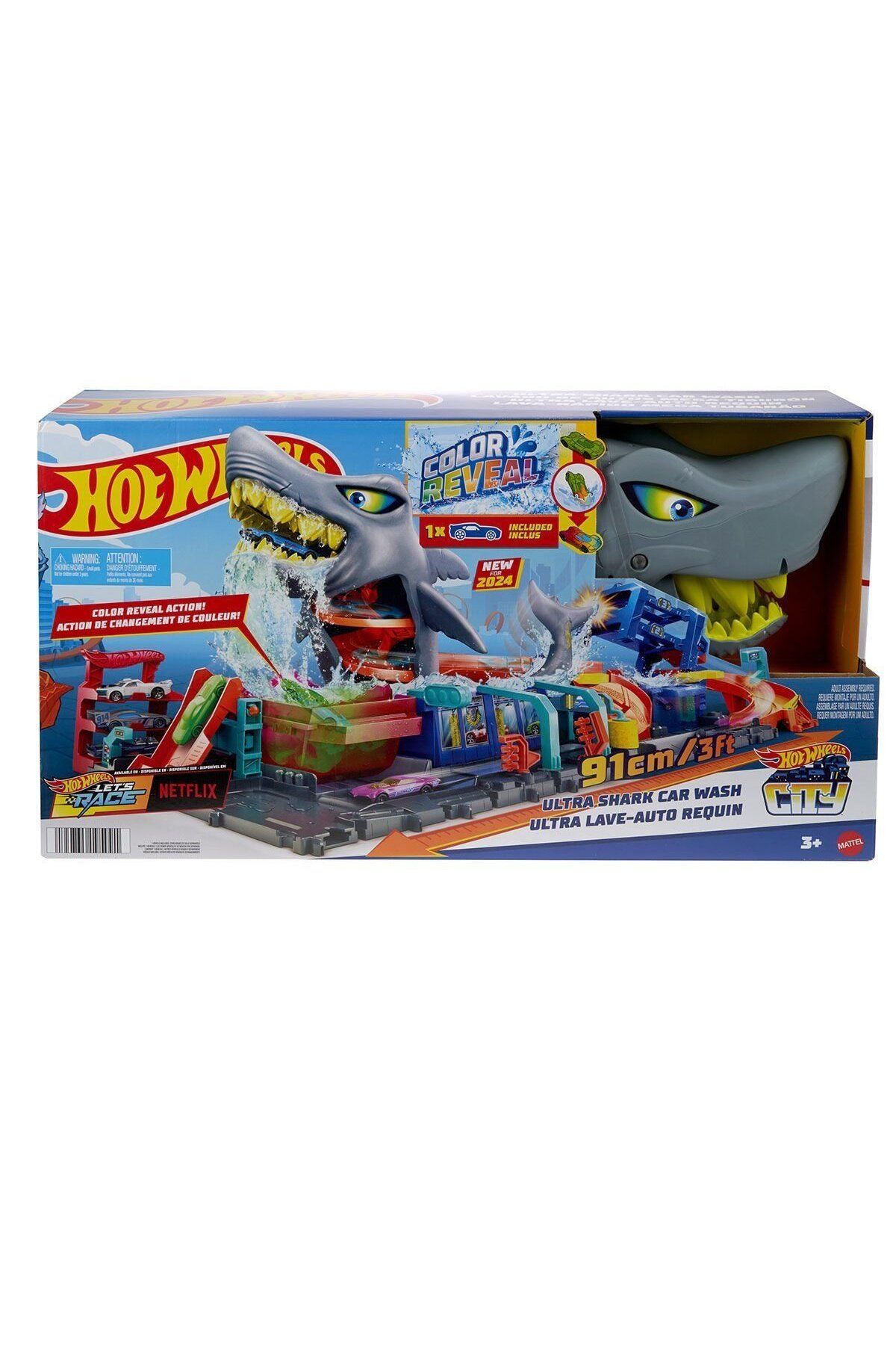 HOT WHEELS HTN82 Hot Wheels Muhteşem Köpek Balığı Araba Yıkama Oyun Seti