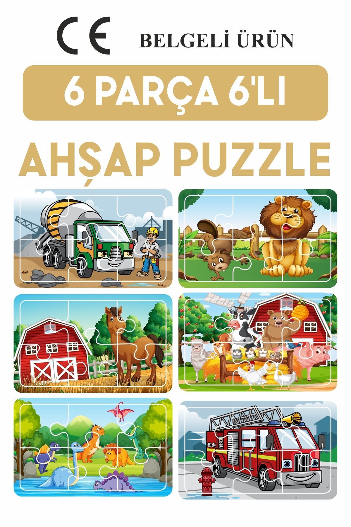 aydede ahşap Baby Puzzle 6 Parça 6 Adet Puzzle Seti-3