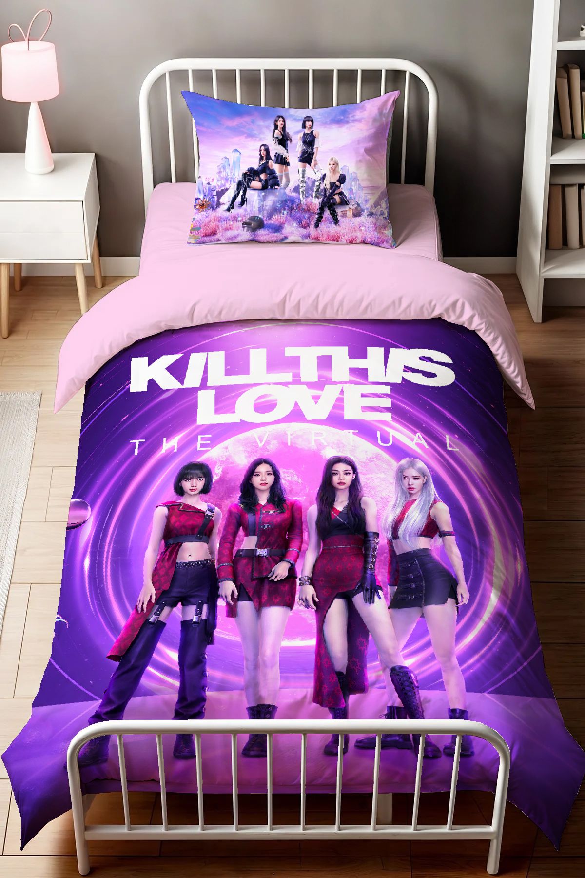 hediyechy Gift Duvet Cover Blackpink Temalı 3d Dijital Baskılı Tek Kişilik Nevresim Takımı Çarşafsız
