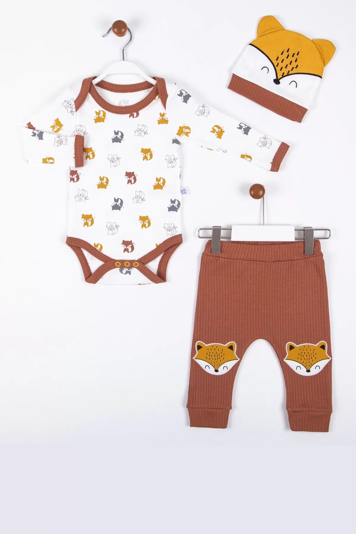 karadağsb Little Fox Desenli 3'Lü % 100 Pamuklu Erkek Takım