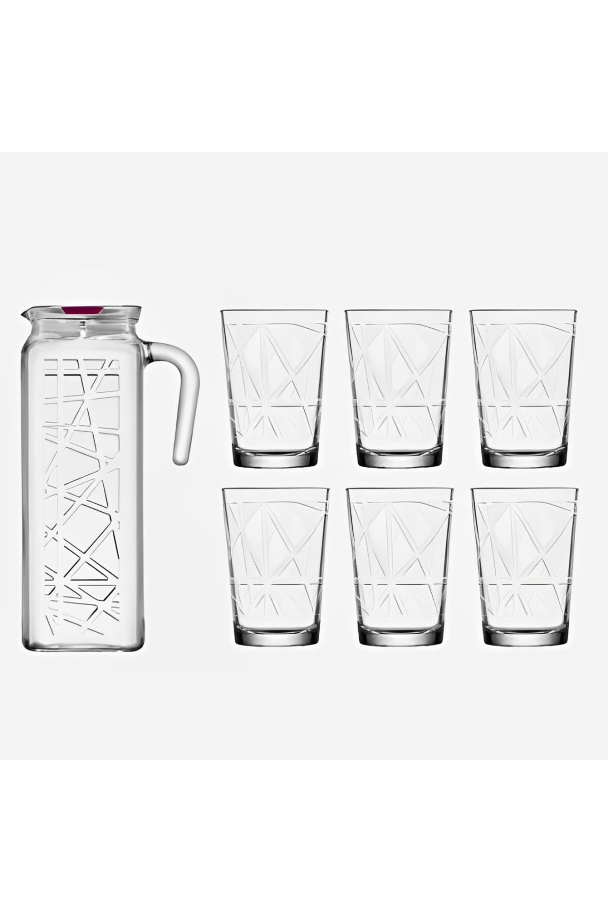 Herum-Set de recipiente pentru servirea băuturilor și a paharelor, Transparent, 1 recipient 1,2 l, 6 pahare 200 ml 1