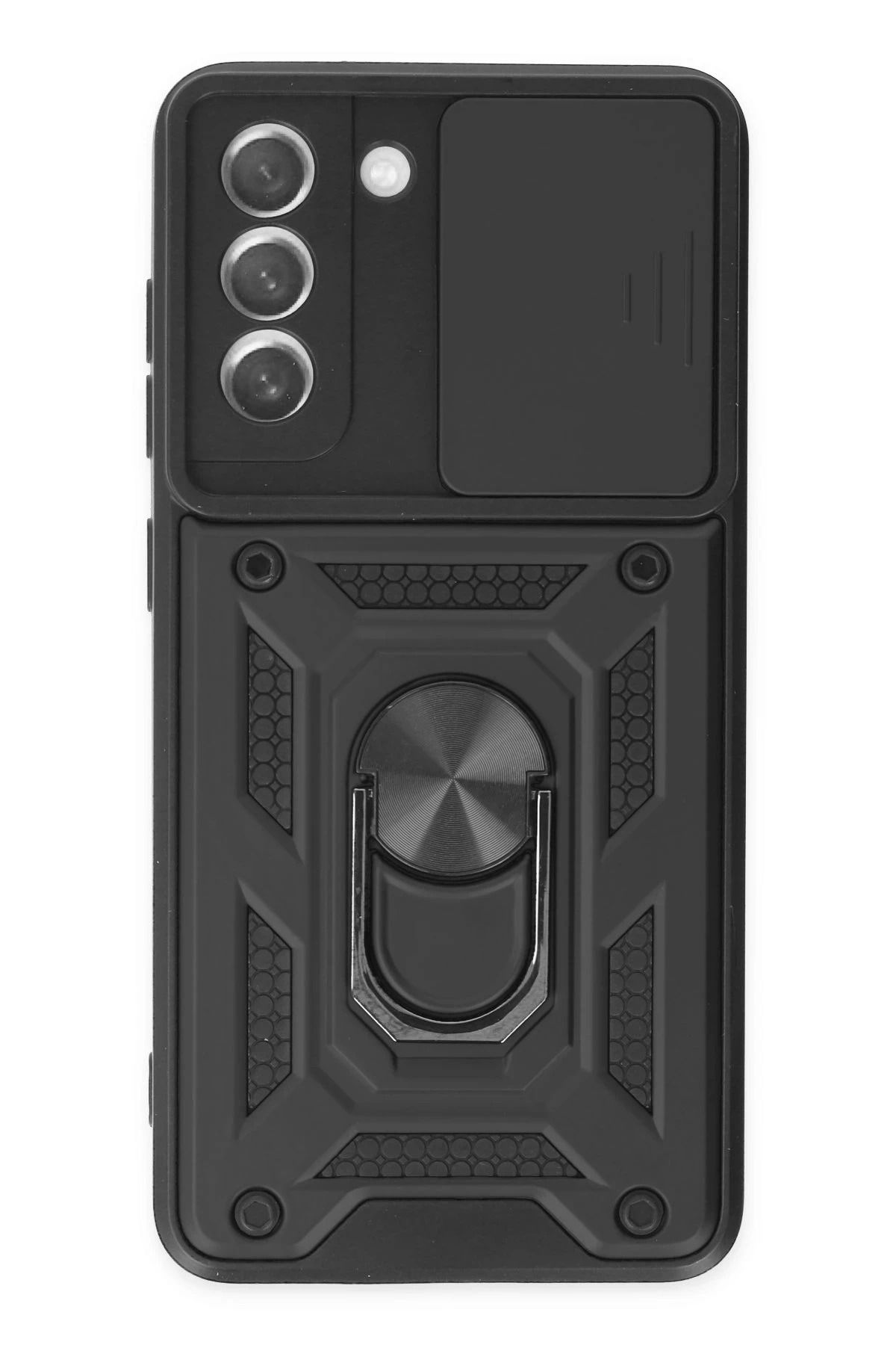 NewFace Samsung Galaxy S21 FE Kılıf Pars Lens Yüzüklü Silikon - Siyah FERRG