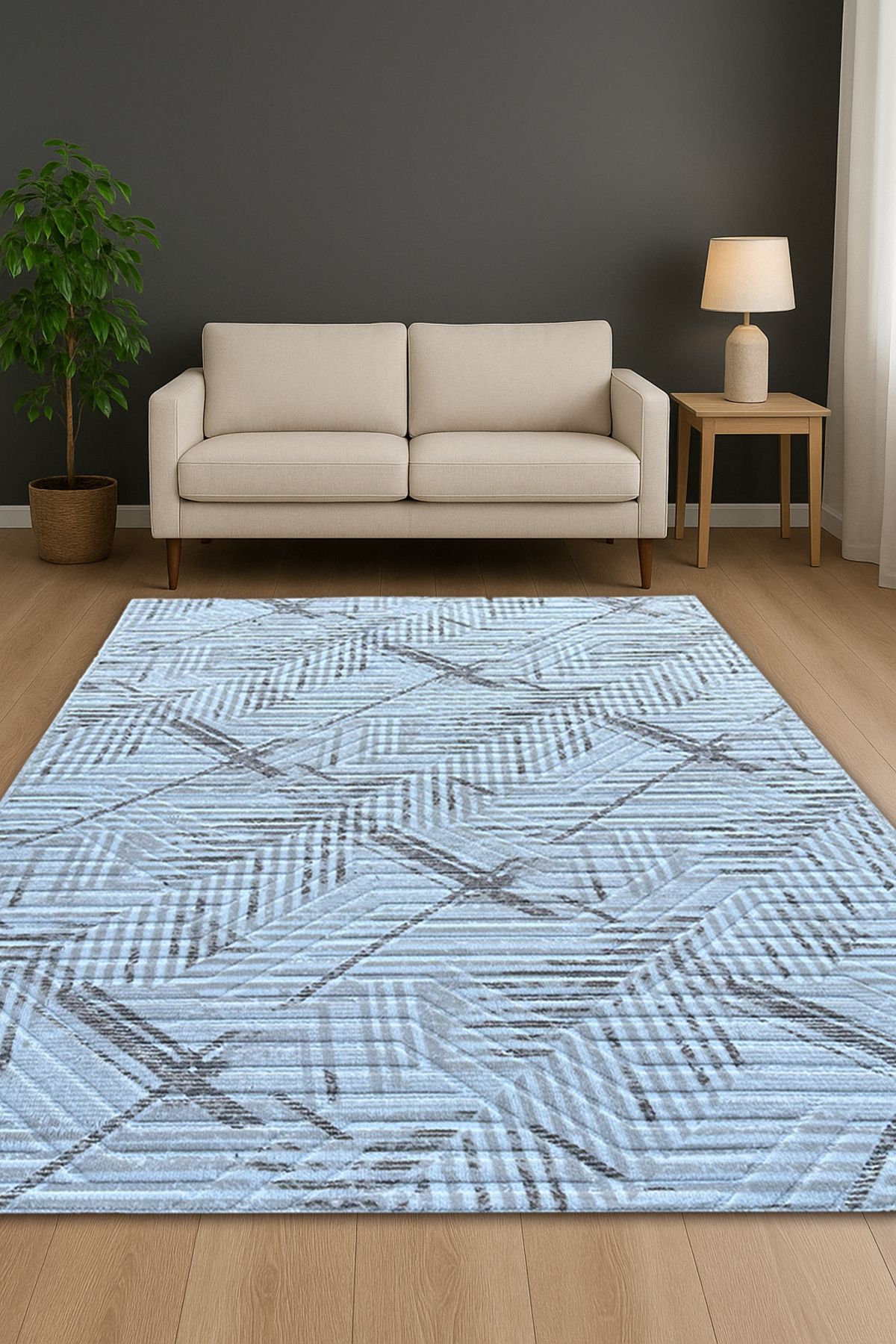 KEVLİNE Kevline Home Modern Dekoratif Halı Kaymaz Taban Yıkanabilir Salon Halısı
