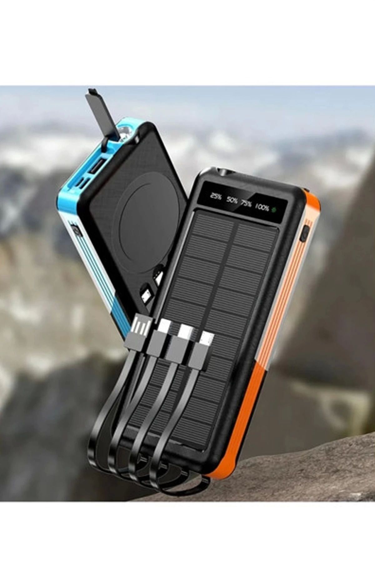 karadağsb Solar Powerbank 1Xusb 10.000Mah Lcd Ekran Dahili Usb Mikro Type-C Powerbank