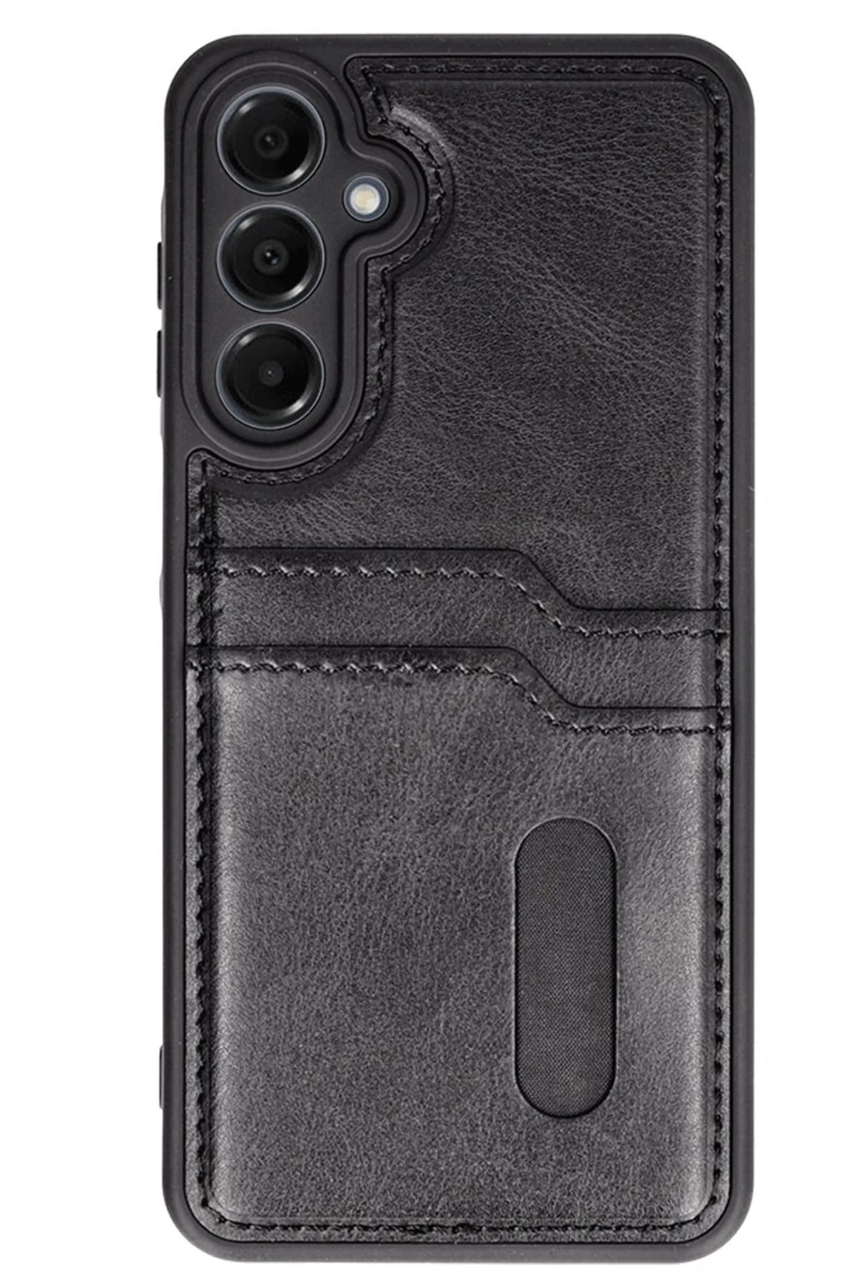 cepmoda Samsung Galaxy A25 5G | SARA Kartlıklı Telefon Kılıfı Lüx Deri Kaplama Arka Kapak | SİYAH