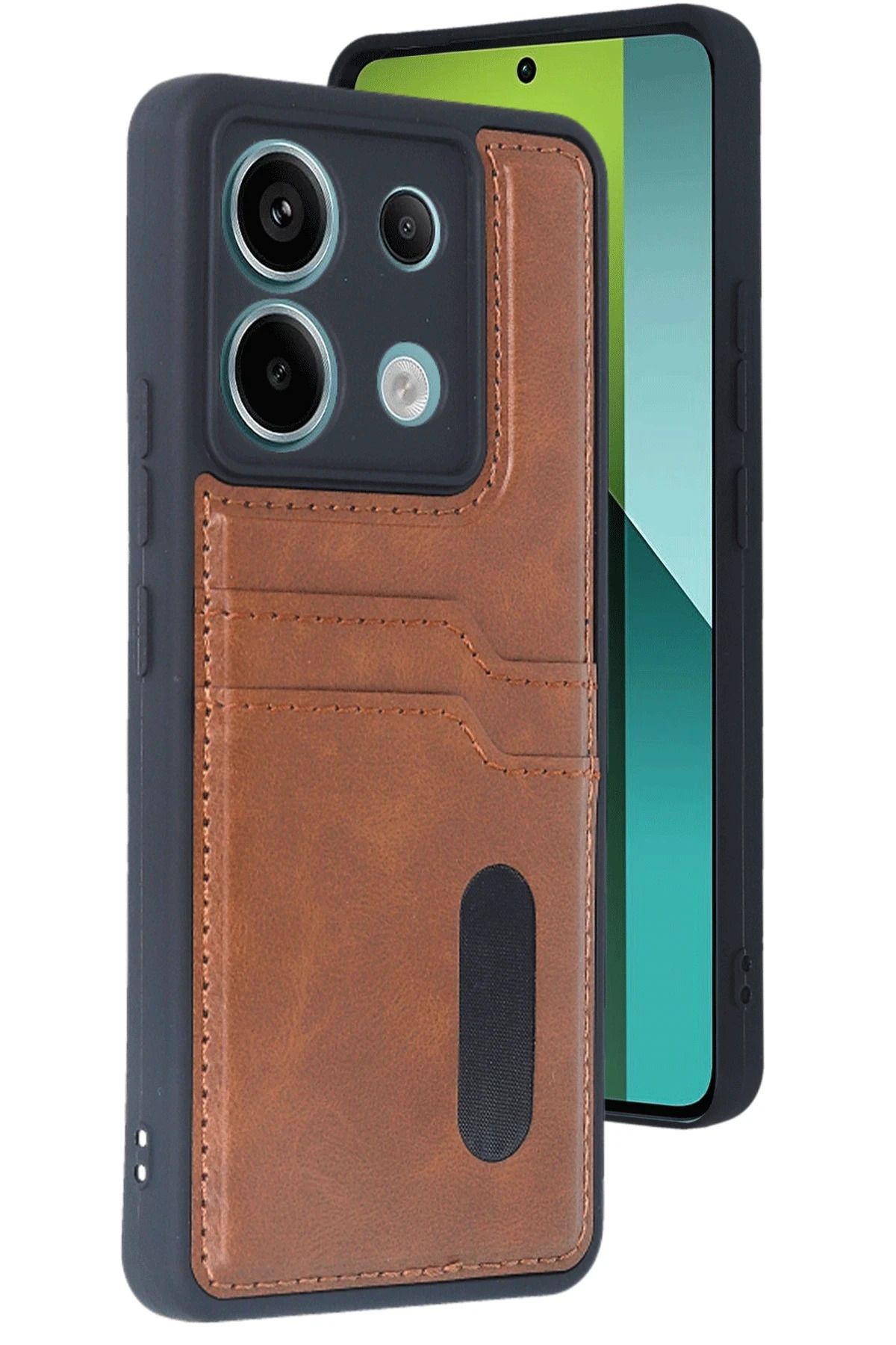 NewFace Xiaomi Redmi Note 13 Pro 5G Kılıf Sara Kartvizitli Deri Kılıf - Taba JOJUA
