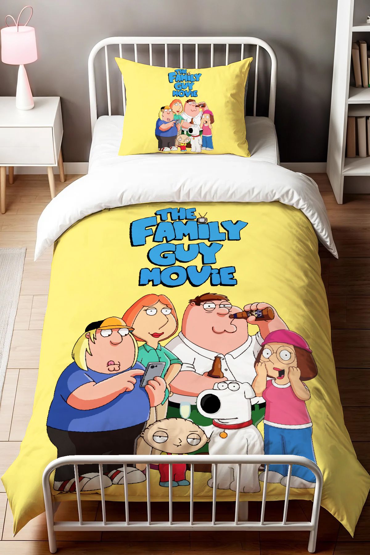 hediyechy Gift Duvet Cover Famıly Guy Temalı 3d Dijital Baskılı Tek Kişilik Nevresim Takımı Çarşafsız