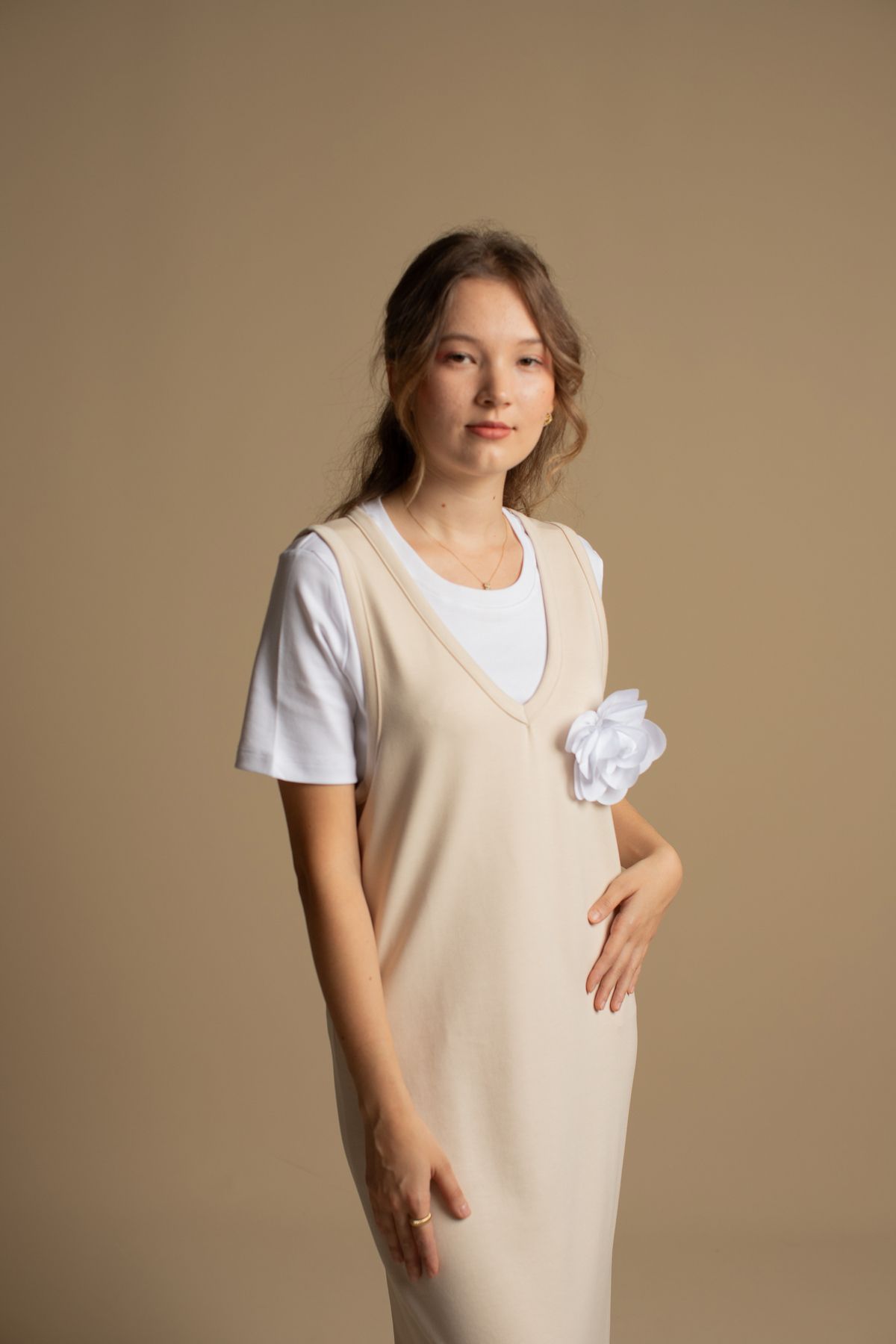 COVER CHIC FOR WOMEN V Yaka Penye Jile - Bej