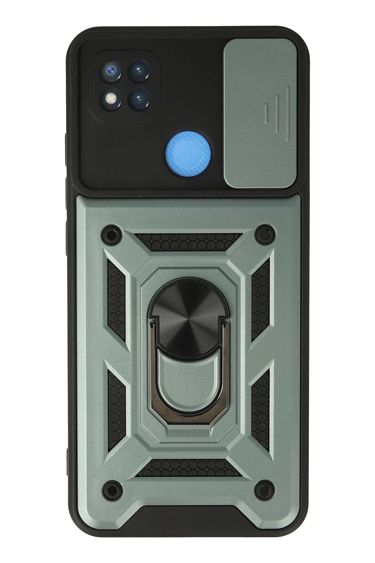 NewFace Xiaomi Redmi 9C Kılıf Pars Lens Yüzüklü Silikon - Yeşil FERRG