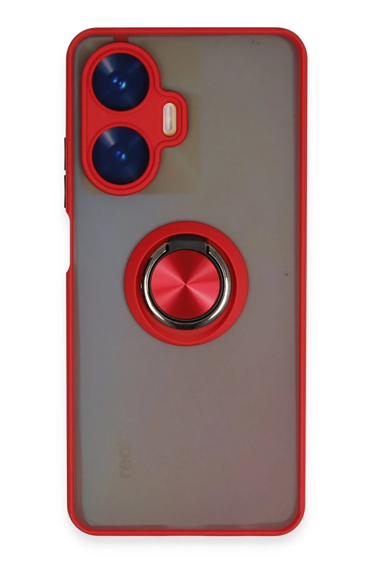 NewFace Realme C55 Kılıf Montreal Yüzüklü Silikon Kapak - Kırmızı FERRG