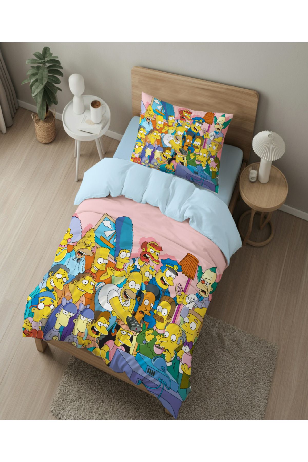 hediyechy Gift Duvet Cover Simsons 3d Dijital Baskılı Tek Kişilik Nevresim Takımı Çarşafsız