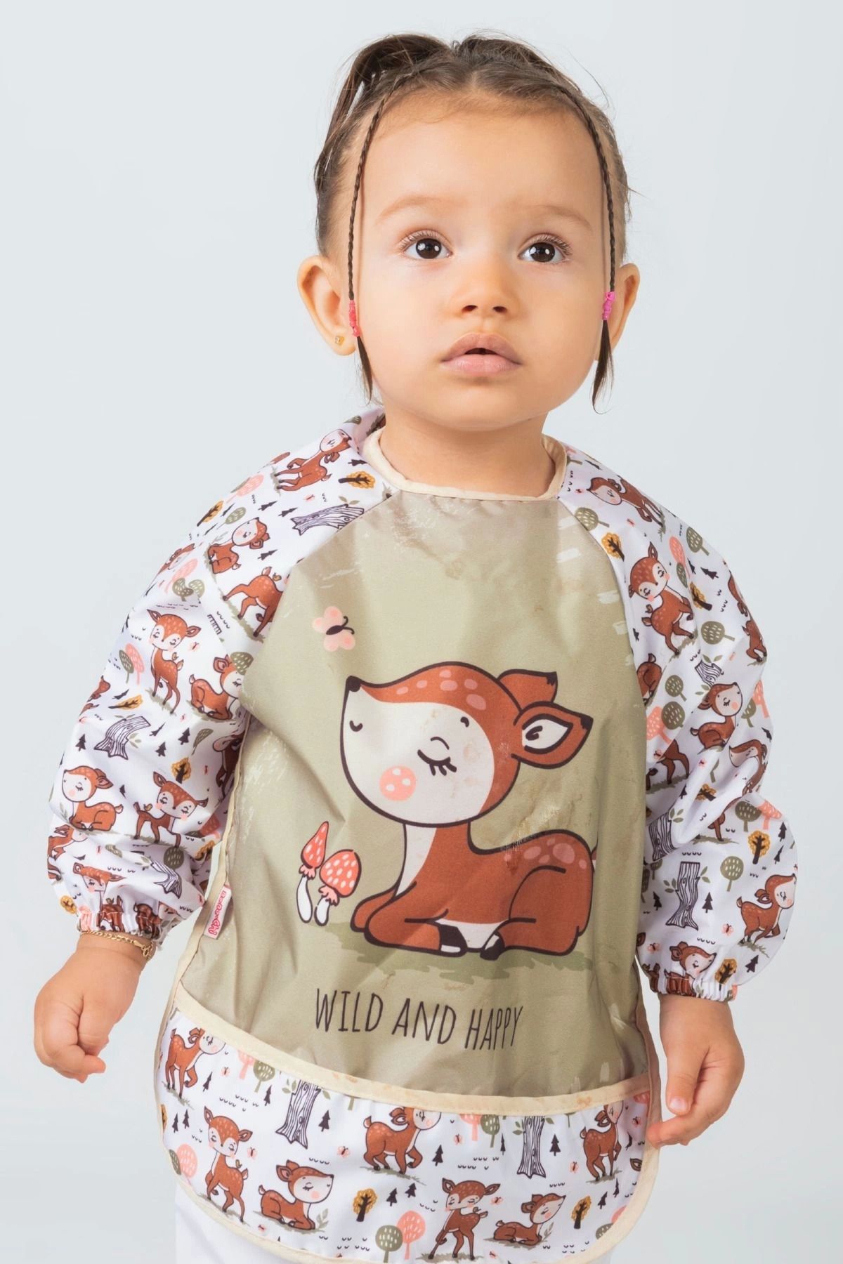 YUKOBABY-مريلة طعام للأطفال من Wild And Happy Deer بأكمام طويلة للجنسين من عمر 0 إلى 2 سنة 6