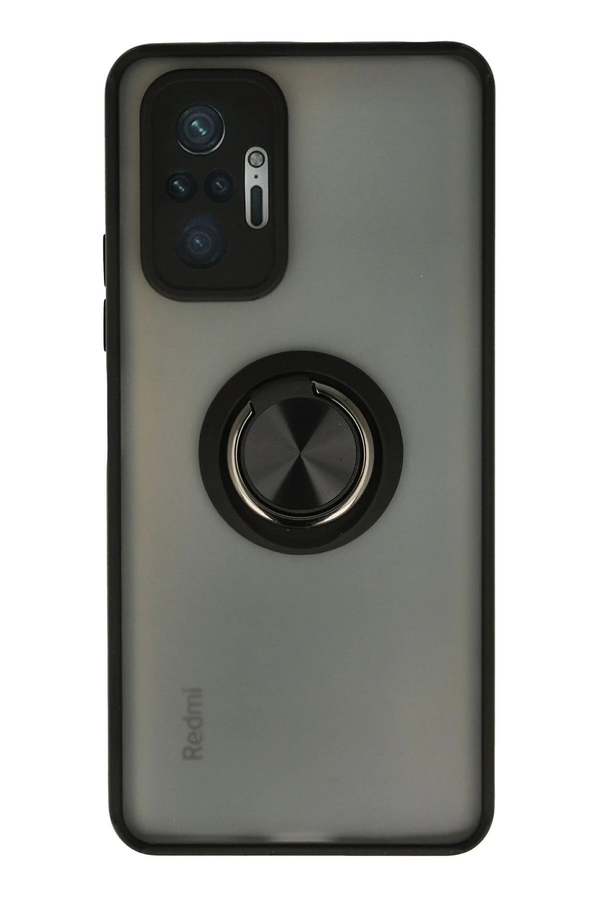 NewFace Xiaomi Redmi Note 10 Pro Kılıf Montreal Yüzüklü Silikon Kapak - Siyah FERRG