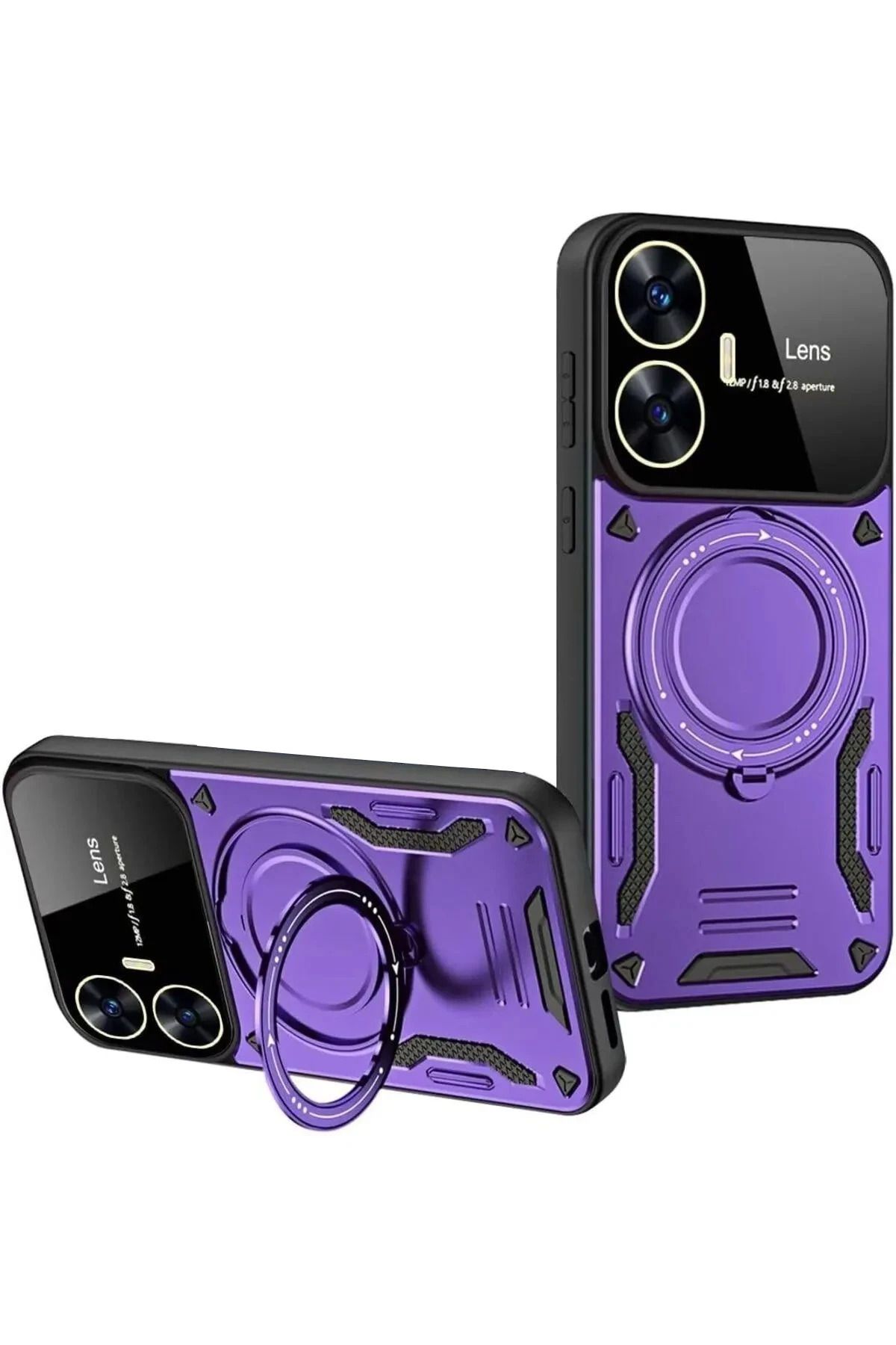 NewFace Realme C55 Kılıf Joy Lens Standlı Kapak - Mor FLKRY