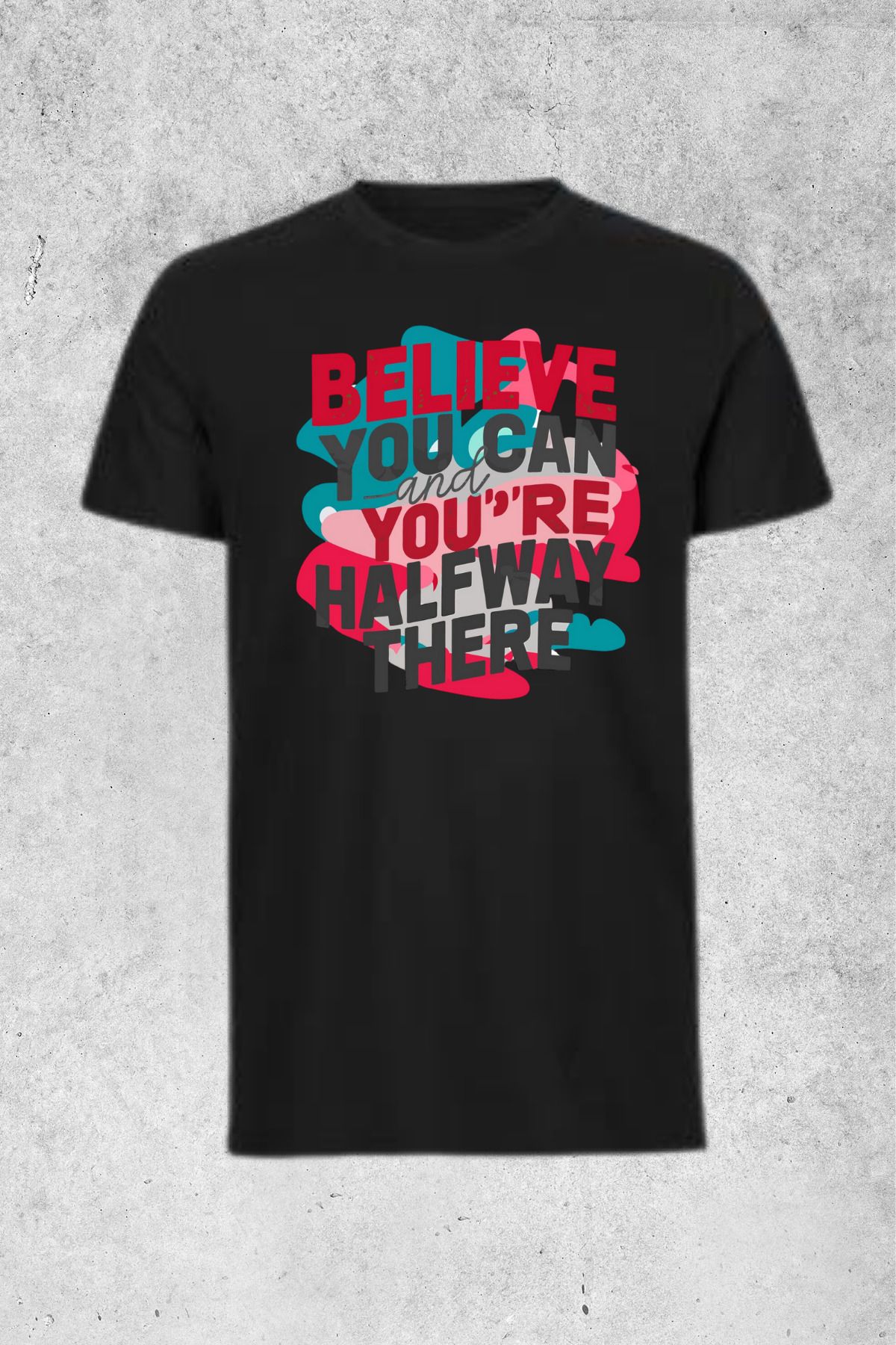 MOLICO Basic unisex kısa kollu sıfır yaka BELİEVE Baskılı tshirt