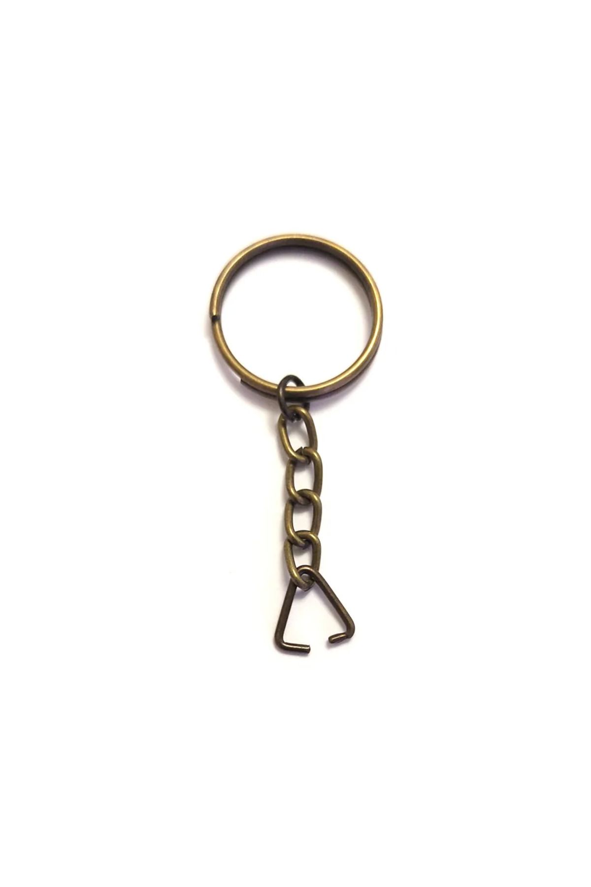 demila Anahtarlık Halkası Halka + Zincir + Üçgen 24mm Antik 1 Adet - MLA1609-9384