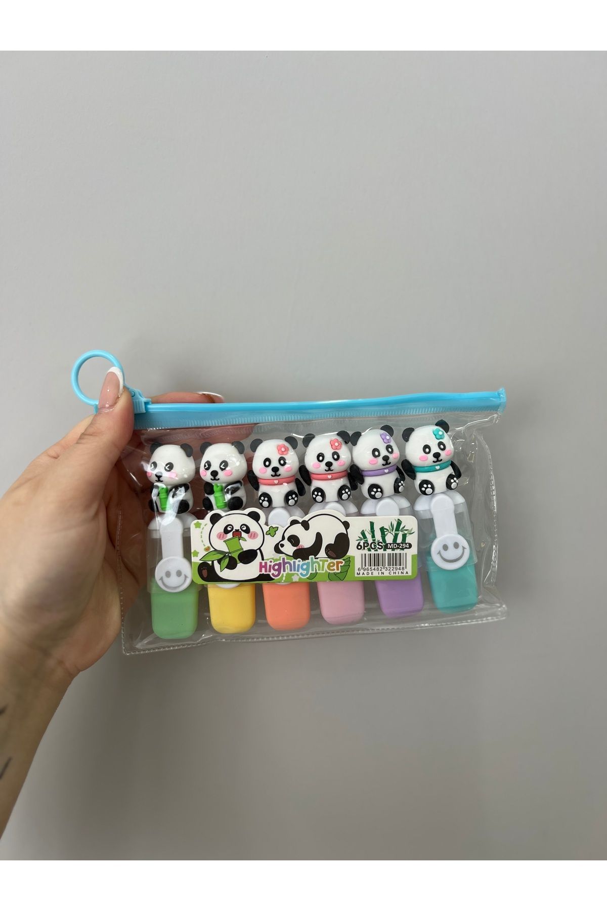 mihi hediyelik Panda 6’Lı Pakette Fosforlu Kalem Seti