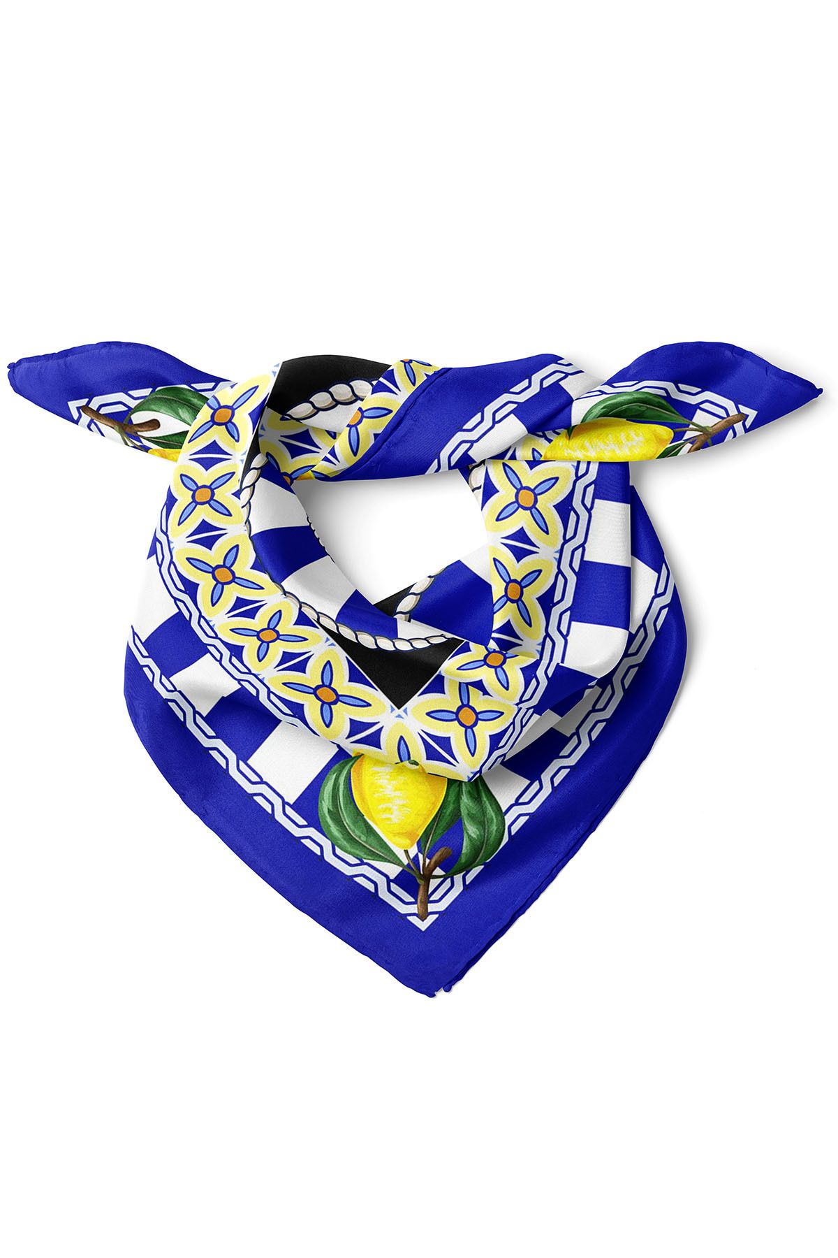 nehir eşarp-Lemon Pattern Scarf Bandana 50 X 50 cm 2