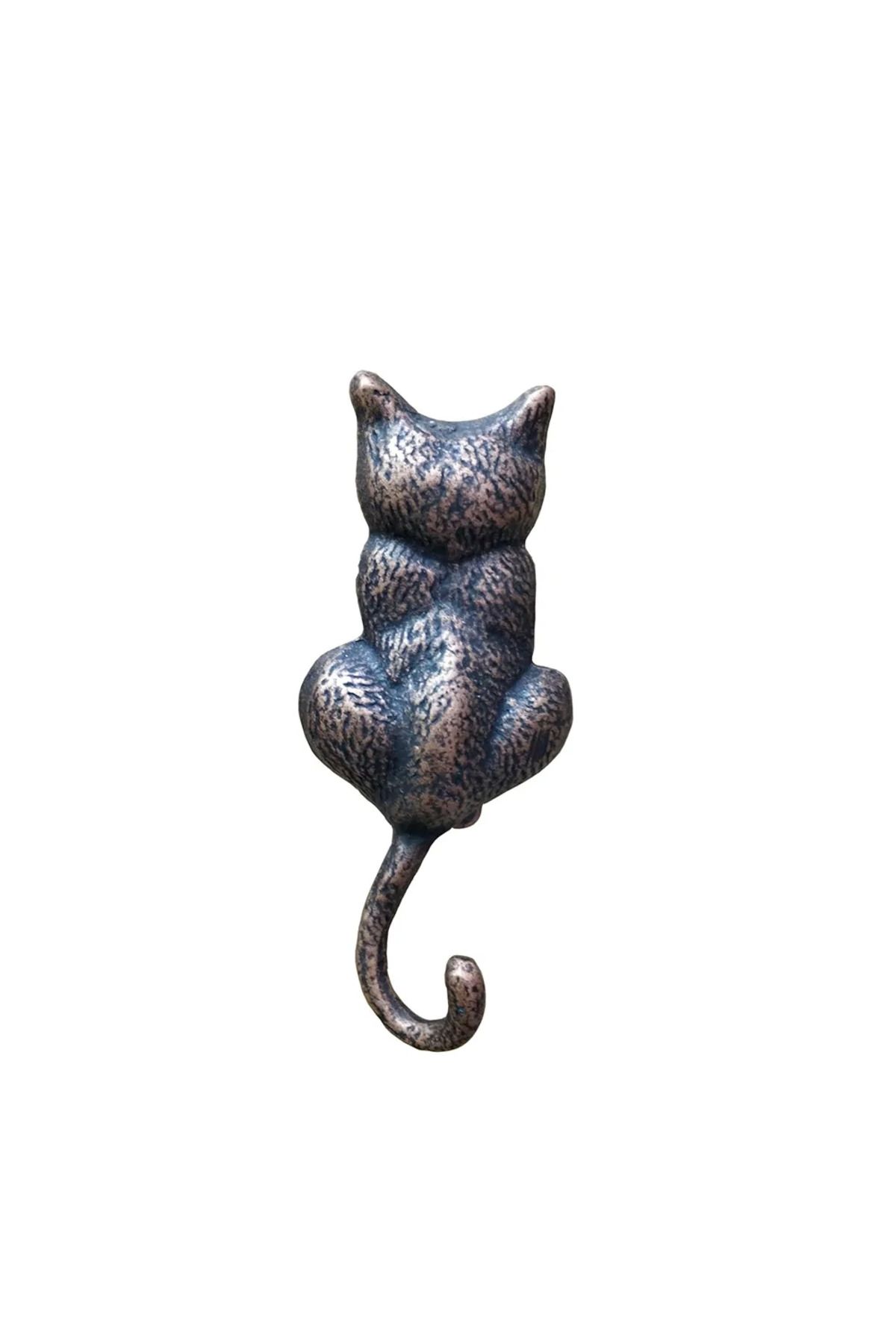 demila Antika Tarz Dekoratif Pirinç Kedi Sırt Kapı Tokmağı Taktak - 160x65mm Oksit - MLA6260-8919