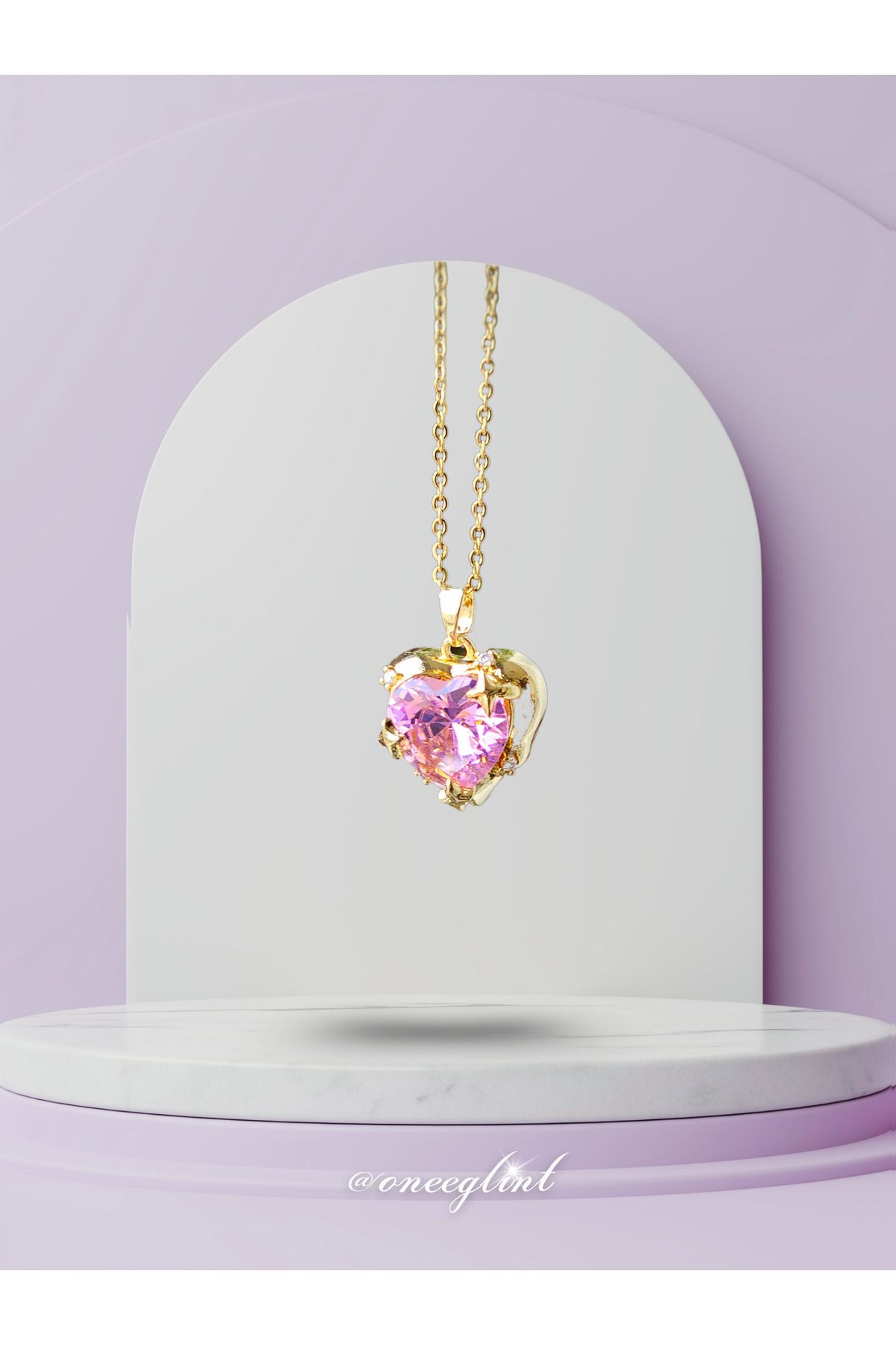 ONEE GLİNT PEMBE ALTIN IŞILTISI | Çelik Kolye (𝑝𝑎𝑠𝑙𝑎𝑛𝑚𝑎𝑧, 𝑘𝑎𝑟𝑎𝑟𝑚𝑎 𝑦𝑎𝑝𝑚𝑎𝑧)
