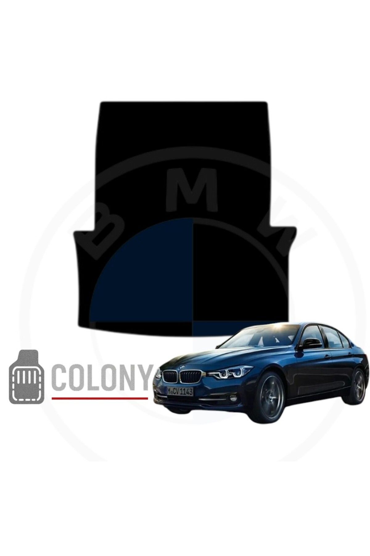 COLONY BMW 3 Serisi F30 2012 - 2019 Hücreli Eva Oto Bagaj Paspası & Bagaj Havuzu Siyah