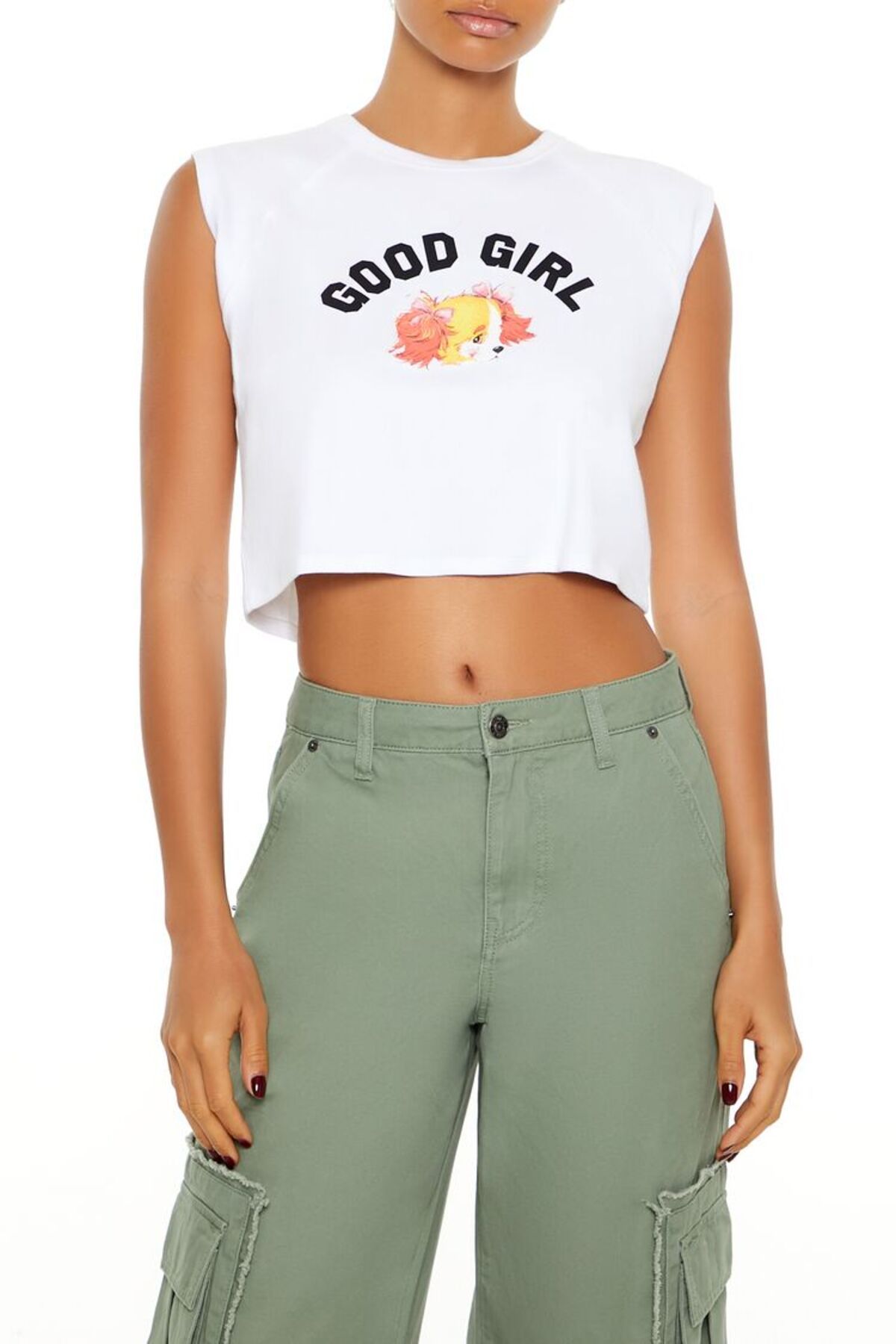 Forever 21 Good Girl Puppy Muscle Baskılı Atlet