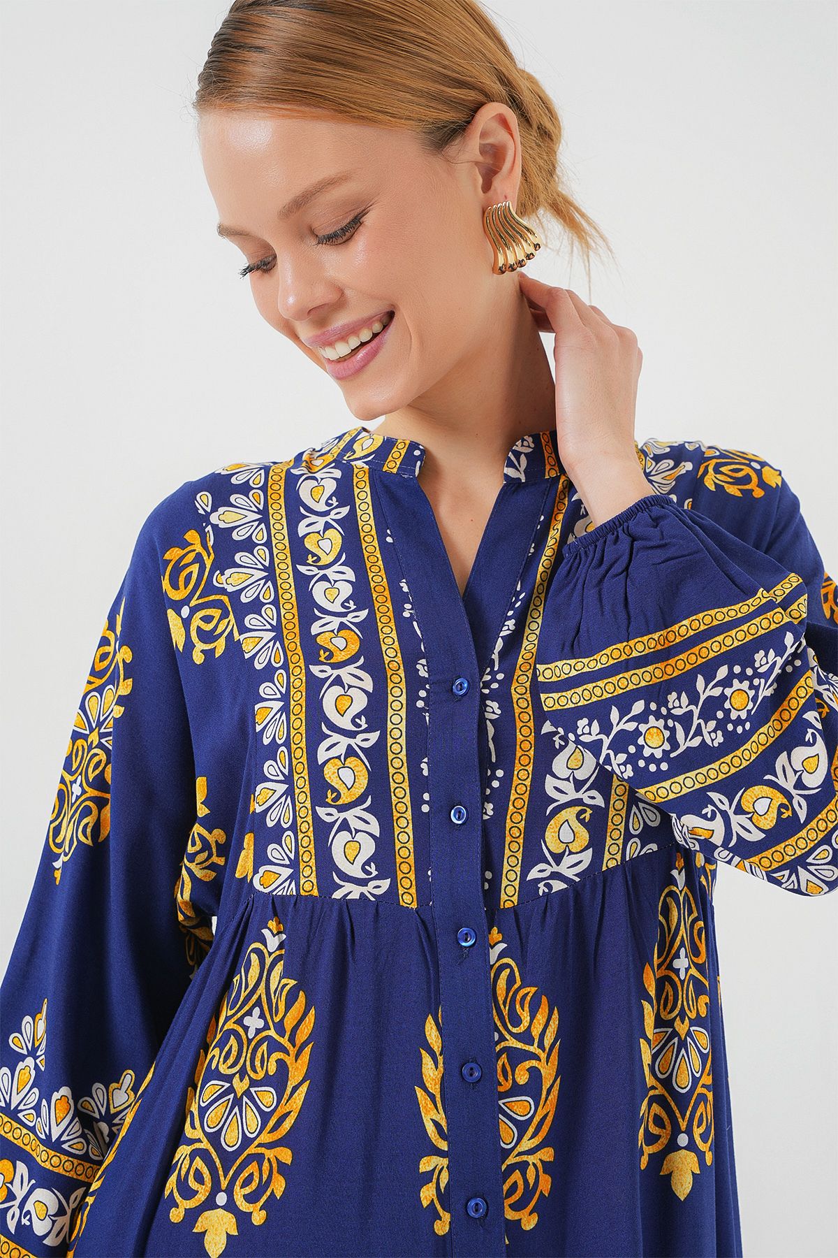 Bigdart-Rochie hijab cu model autentic albastru bleumarin 2423 3