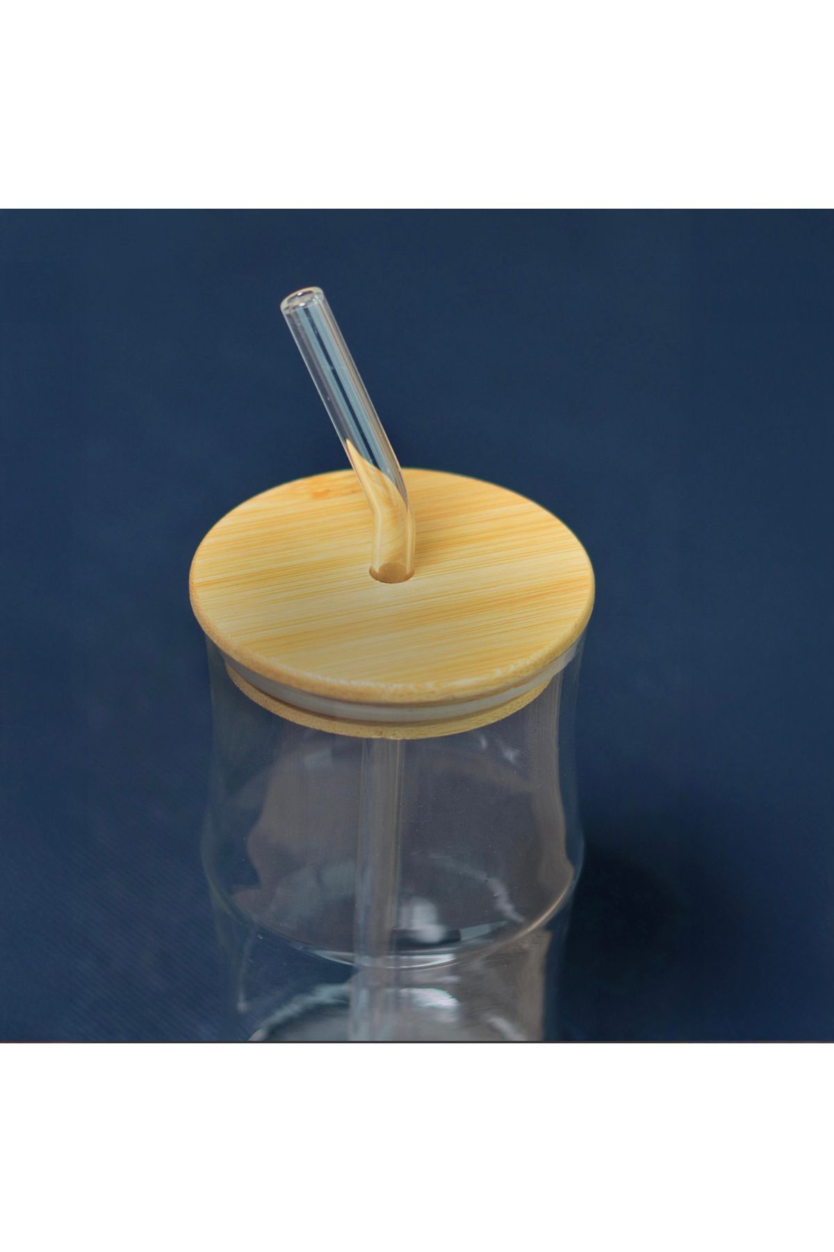 Paçi Bambu Kapaklı Pipetli Bardak - Açık Kahverengi / Şeffaf - 330 ml