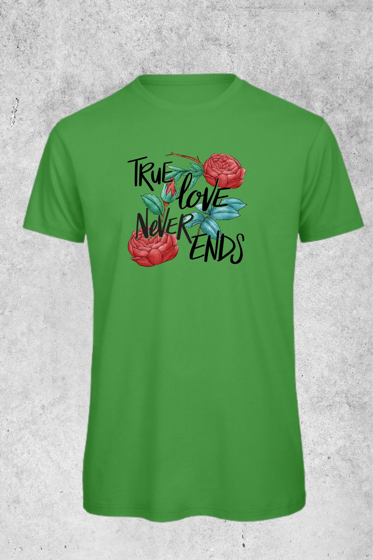 MOLICO BASİC UNISEX kısa kollu sıfır yaka TRUE LOVE baskılı tshirt