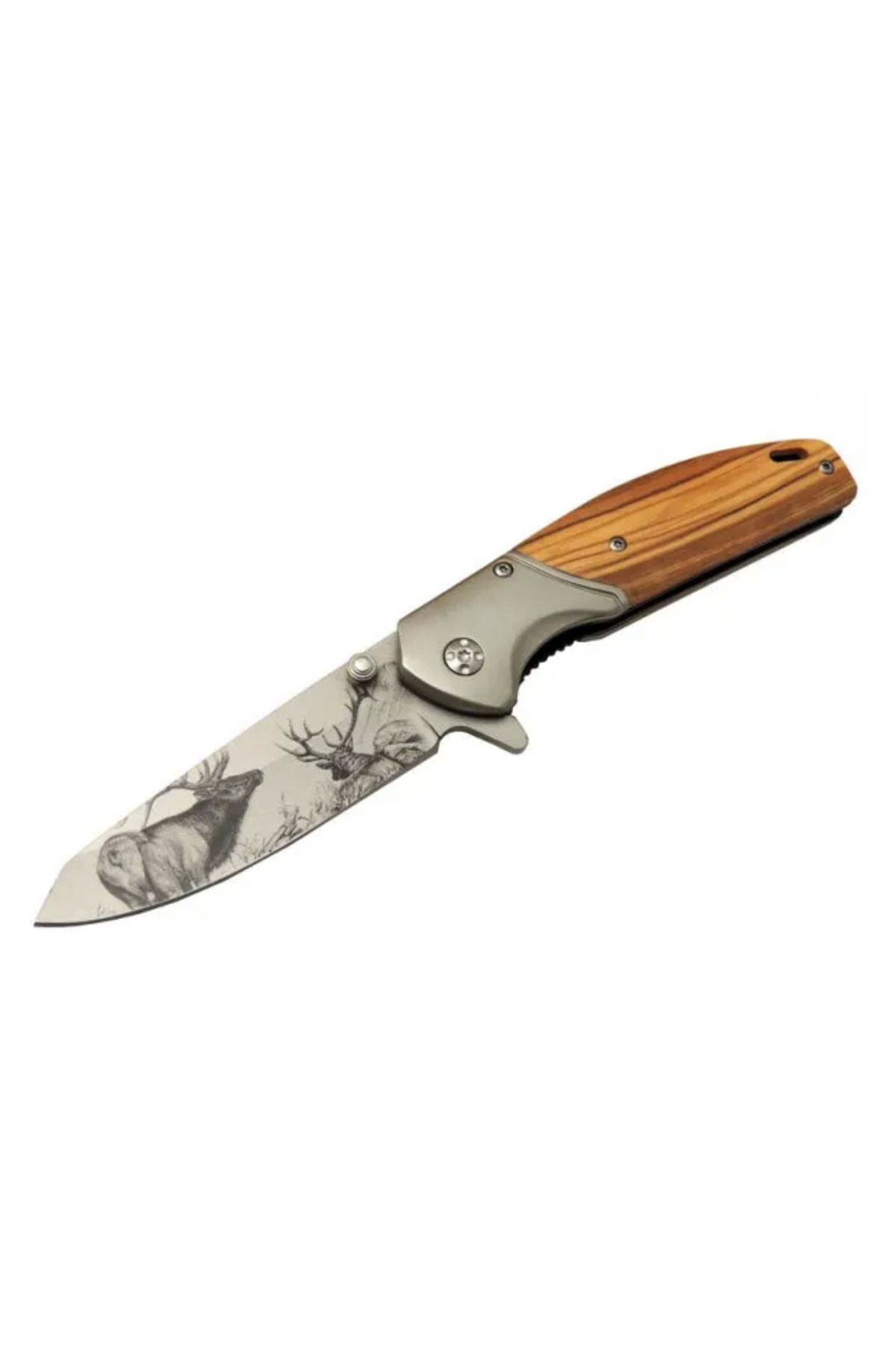 gizmurstore Chongmıng Cm98 Geyikli Ahşap Çakı 20 Cm Manuel Kemerlikli - GMS2233-8128